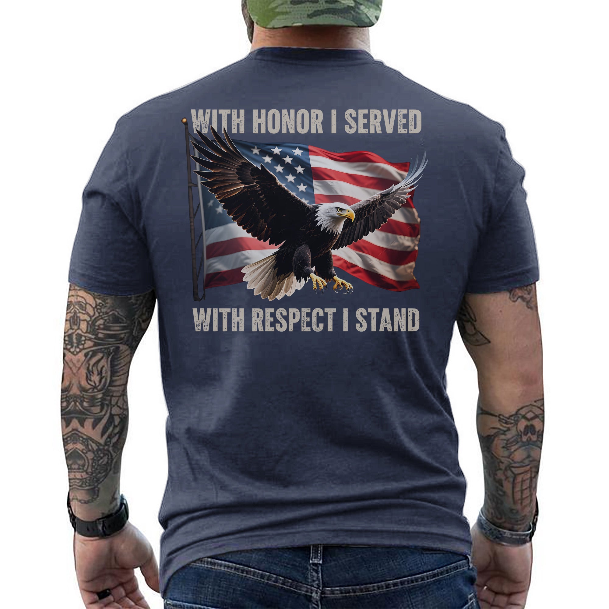 With Honor I Served With Respect I Stand Proud Statement of Duty Patriotism and Integrity T-Shirt