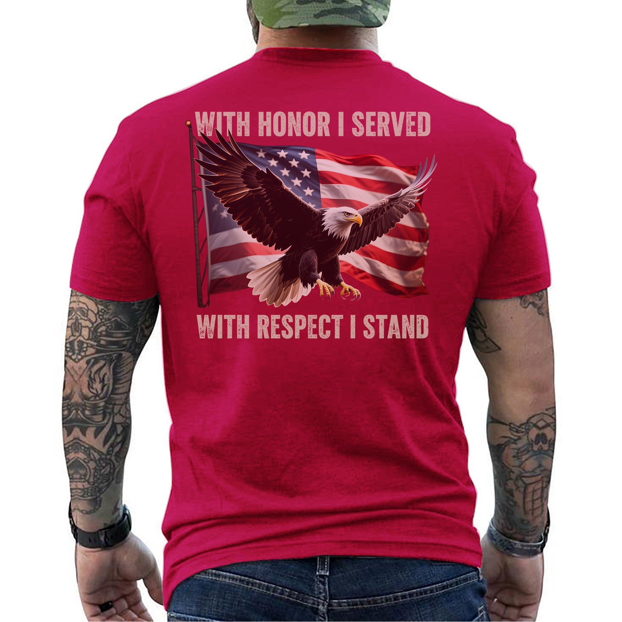 With Honor I Served With Respect I Stand Proud Statement of Duty Patriotism and Integrity T-Shirt