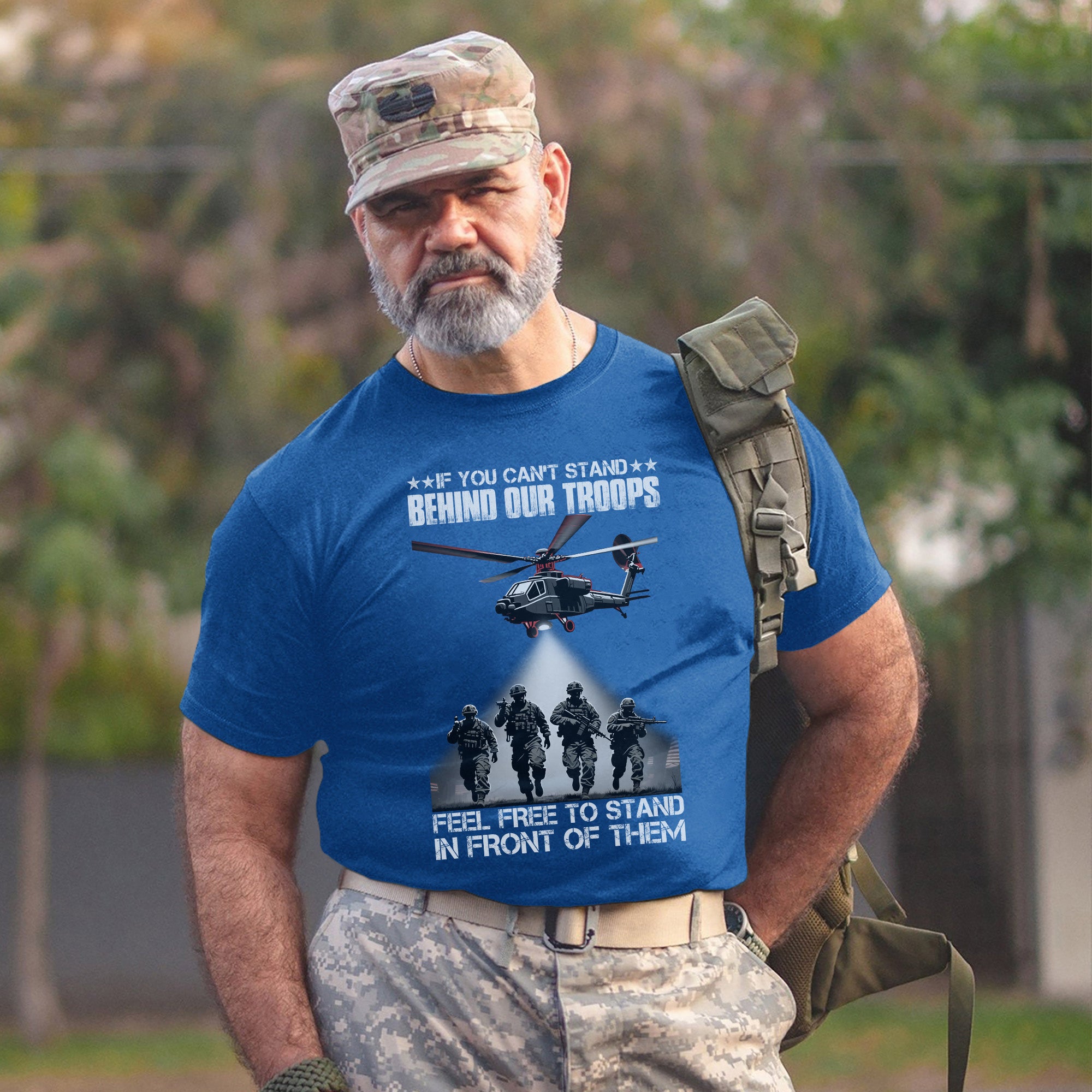 If You Can’t Stand Behind Our Troops Feel Free to Stand in Front Bold Message of Patriotism T-Shirt