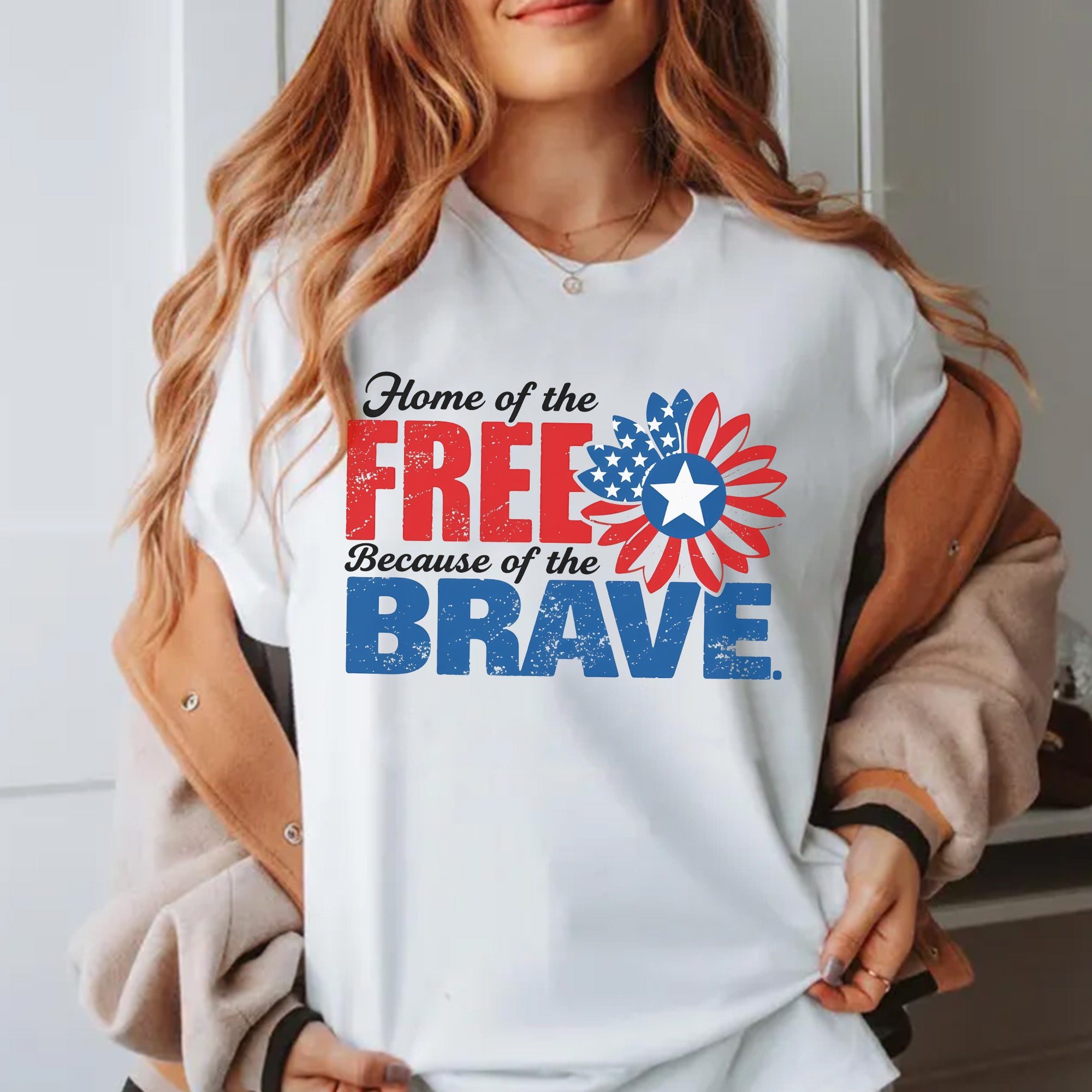 Home of the Free Because of the Brave Patriotic Tribute to Those Who Defend Our Freedom T-Shirt