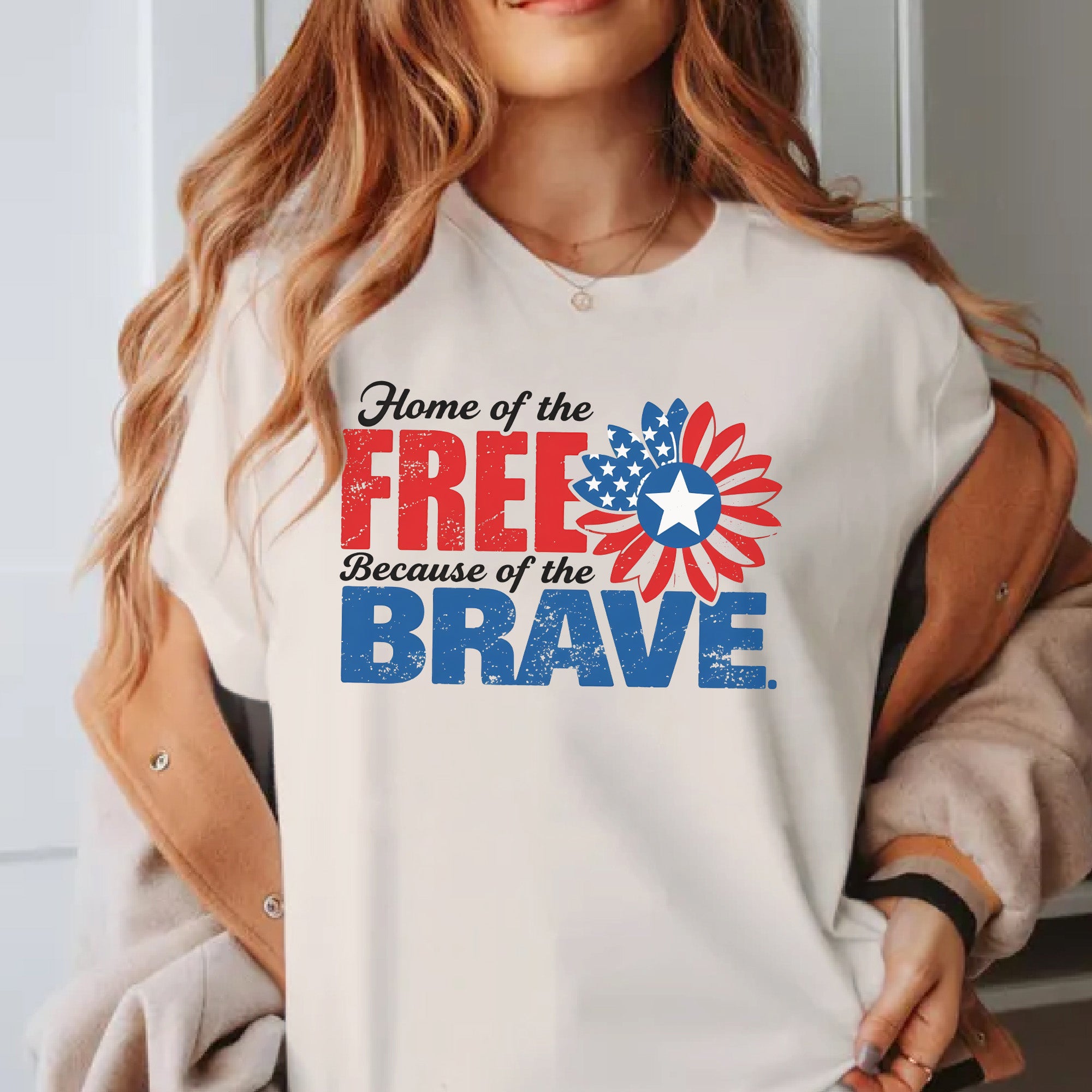 Home of the Free Because of the Brave Patriotic Tribute to Those Who Defend Our Freedom T-Shirt