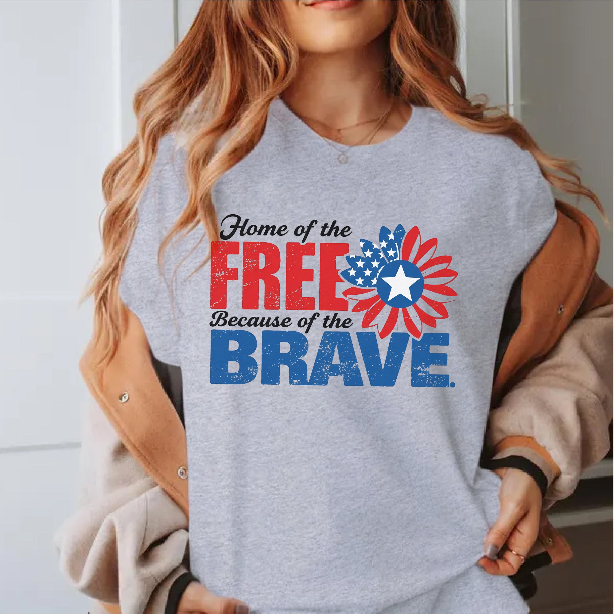 Home of the Free Because of the Brave Patriotic Tribute to Those Who Defend Our Freedom T-Shirt