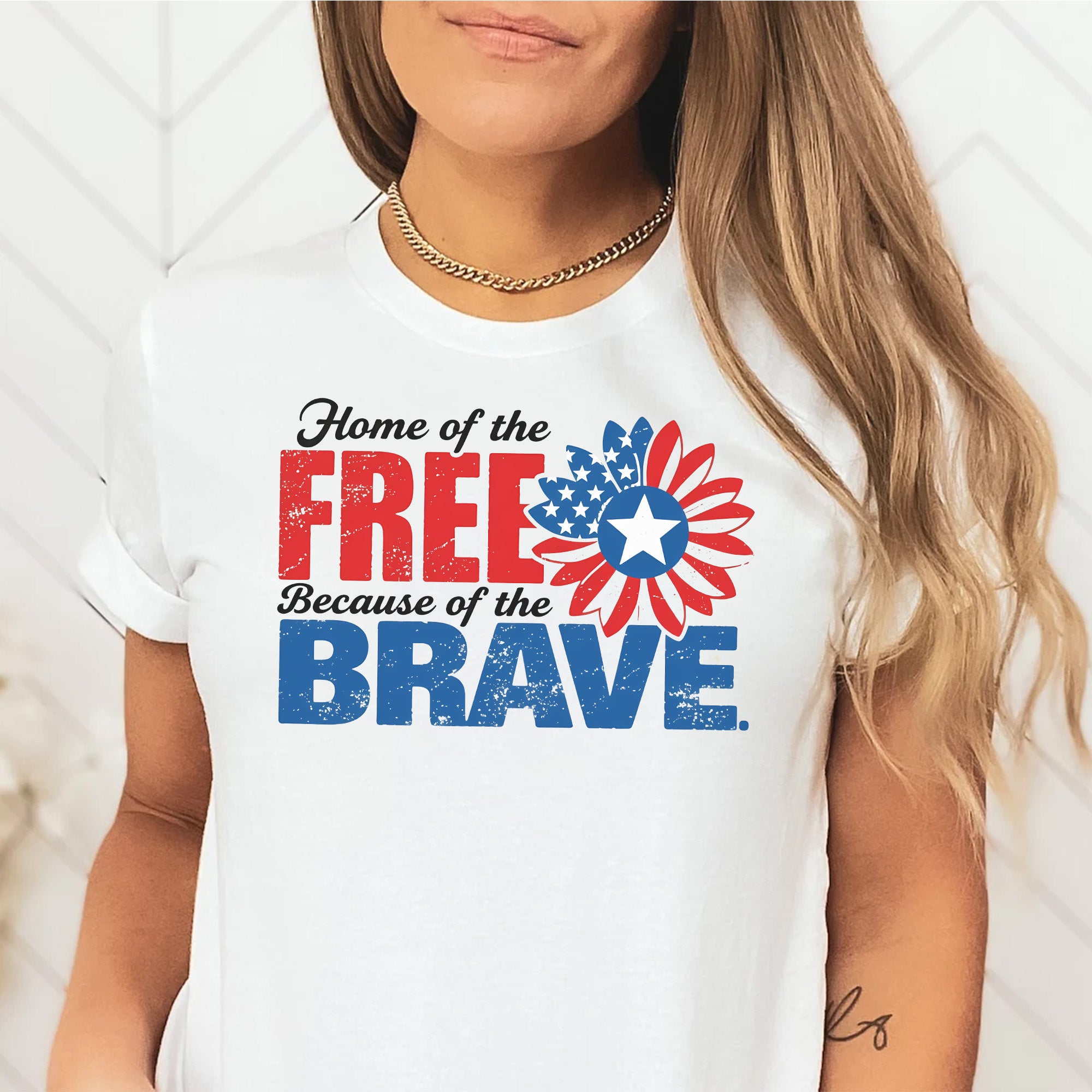 Home of the Free Because of the Brave Patriotic Tribute to Those Who Defend Our Freedom T-Shirt