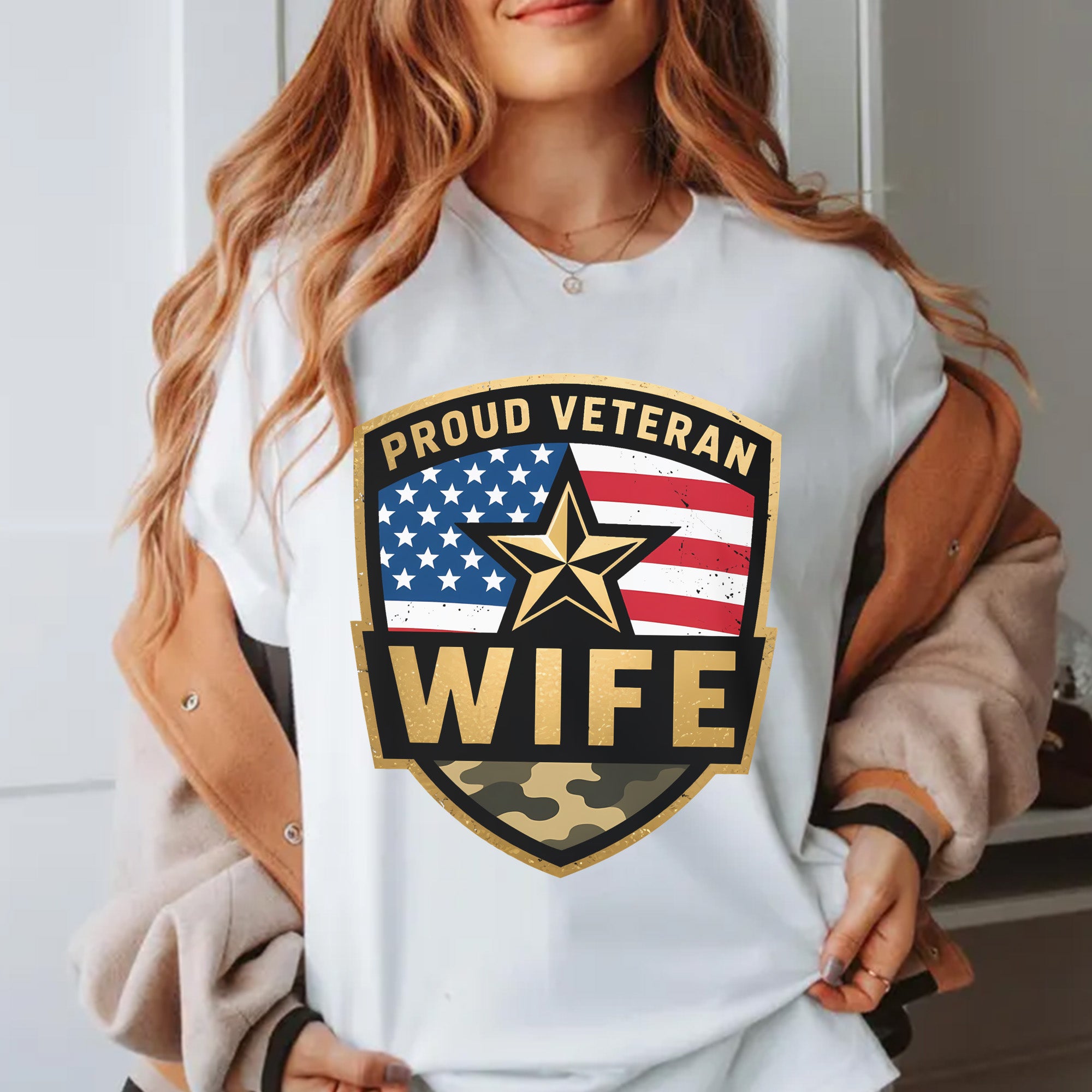 Proud Veteran Wife Honoring Love Strength and Sacrifice Beside a True American Hero T-Shirt