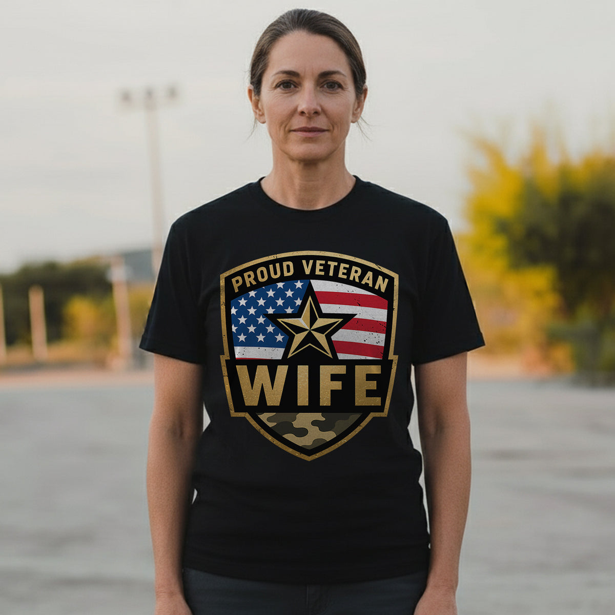 Proud Veteran Wife Honoring Love Strength and Sacrifice Beside a True American Hero T-Shirt