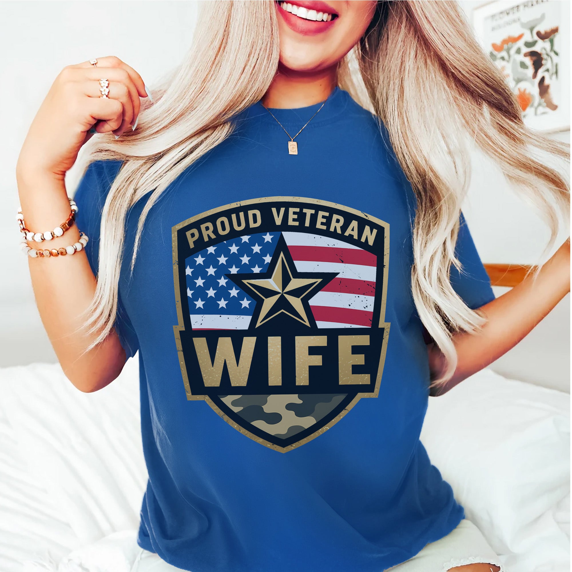 Proud Veteran Wife Honoring Love Strength and Sacrifice Beside a True American Hero T-Shirt