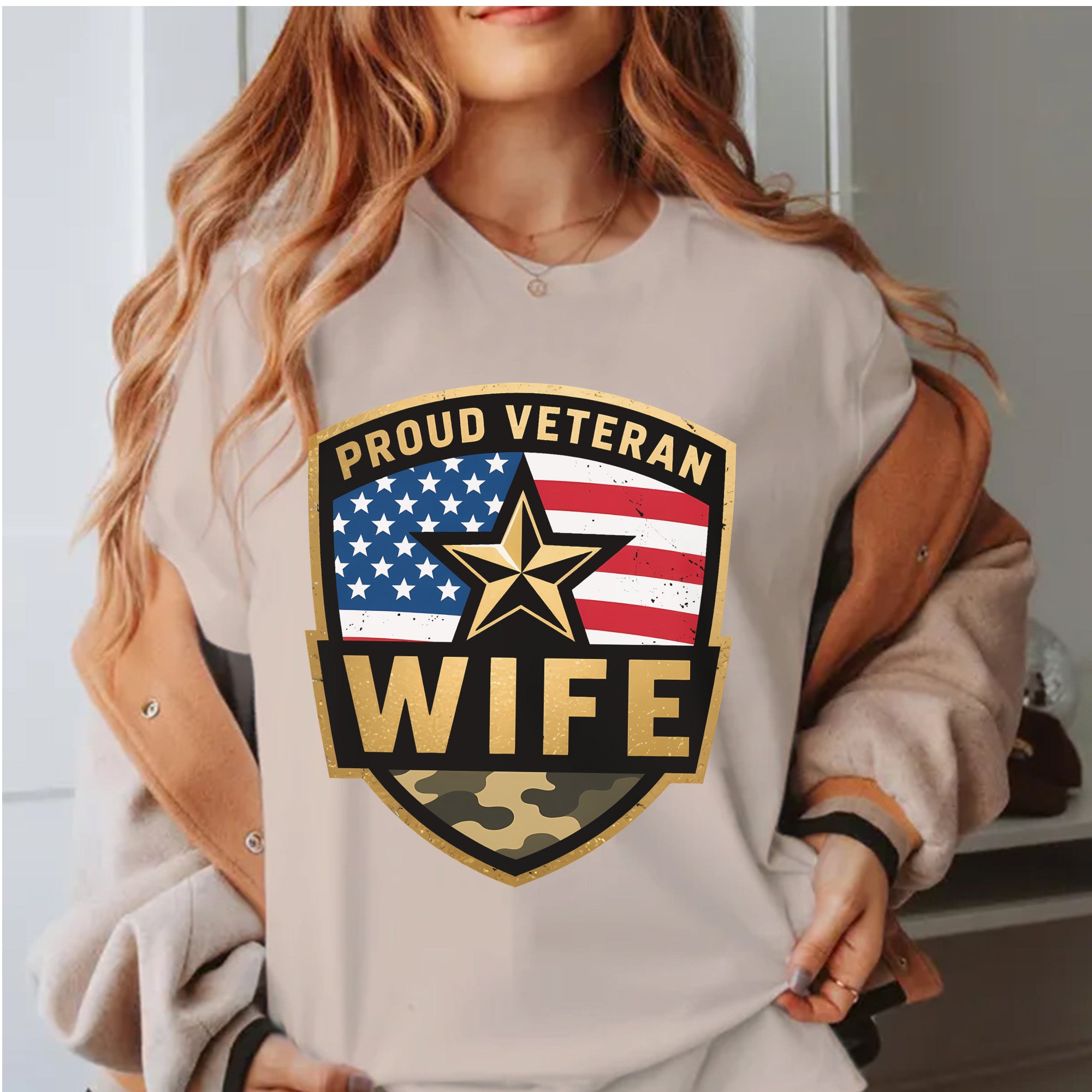 Proud Veteran Wife Honoring Love Strength and Sacrifice Beside a True American Hero T-Shirt