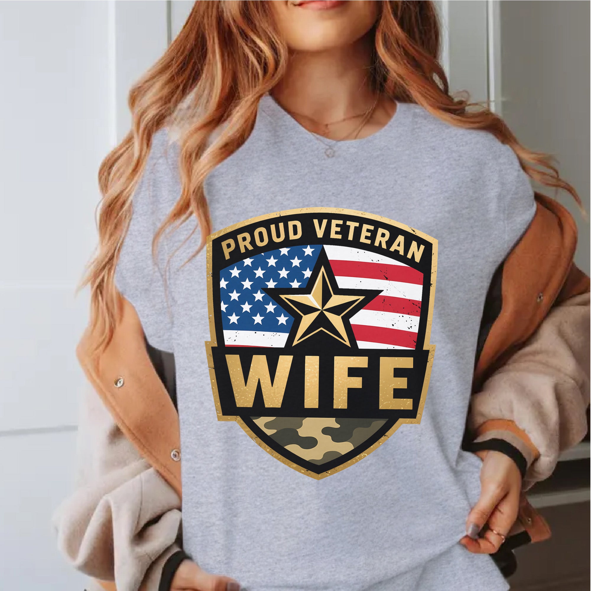 Proud Veteran Wife Honoring Love Strength and Sacrifice Beside a True American Hero T-Shirt