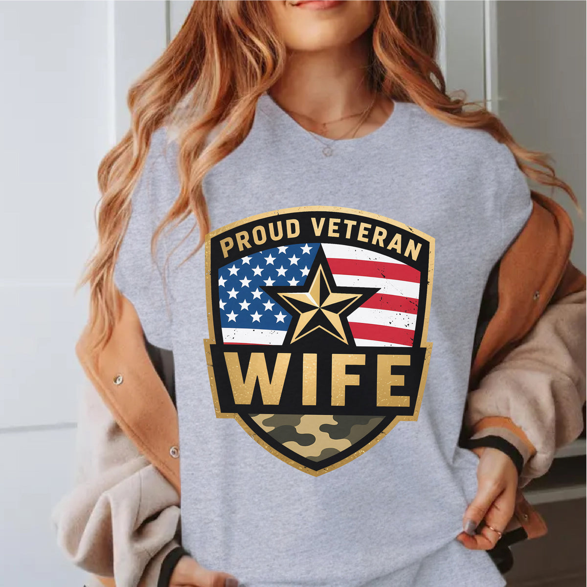 Proud Veteran Wife Honoring Love Strength and Sacrifice Beside a True American Hero T-Shirt