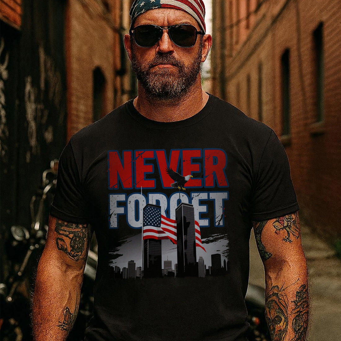 Never Forget Proud US Military Veteran Remembrance Honor and Patriotic Pride T-Shirt