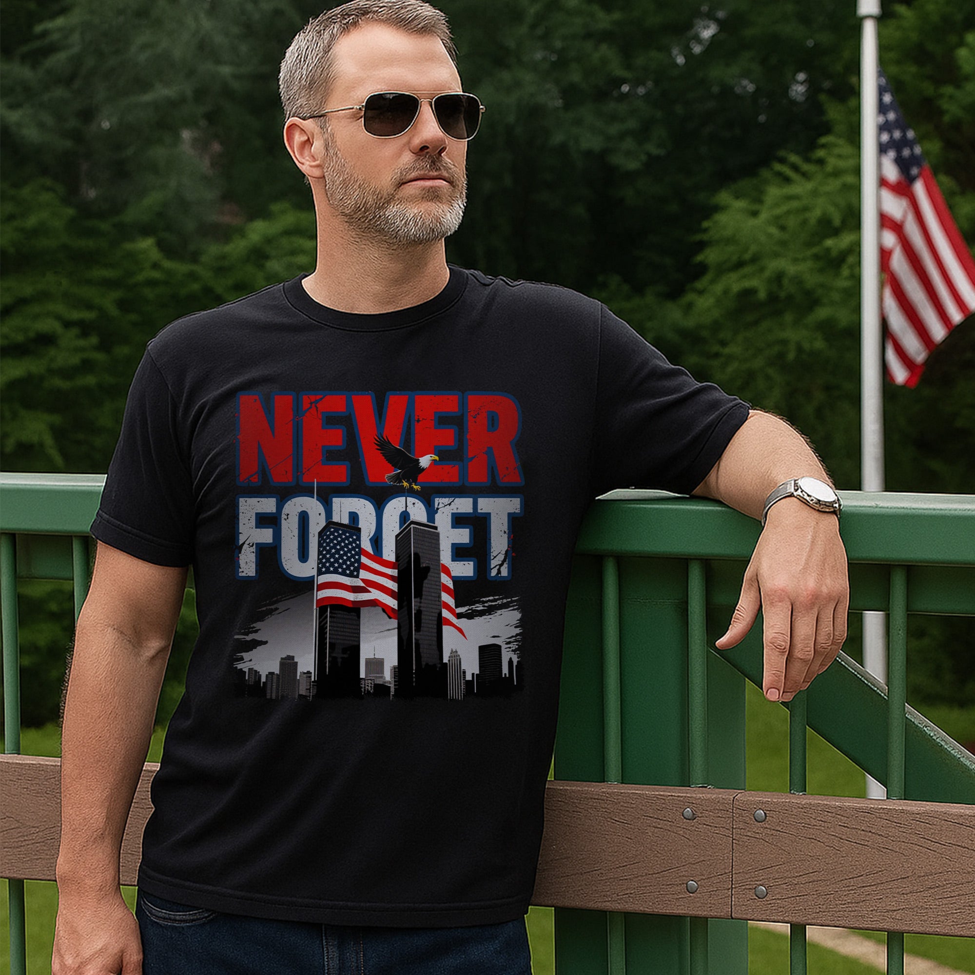 Never Forget Proud US Military Veteran Remembrance Honor and Patriotic Pride T-Shirt