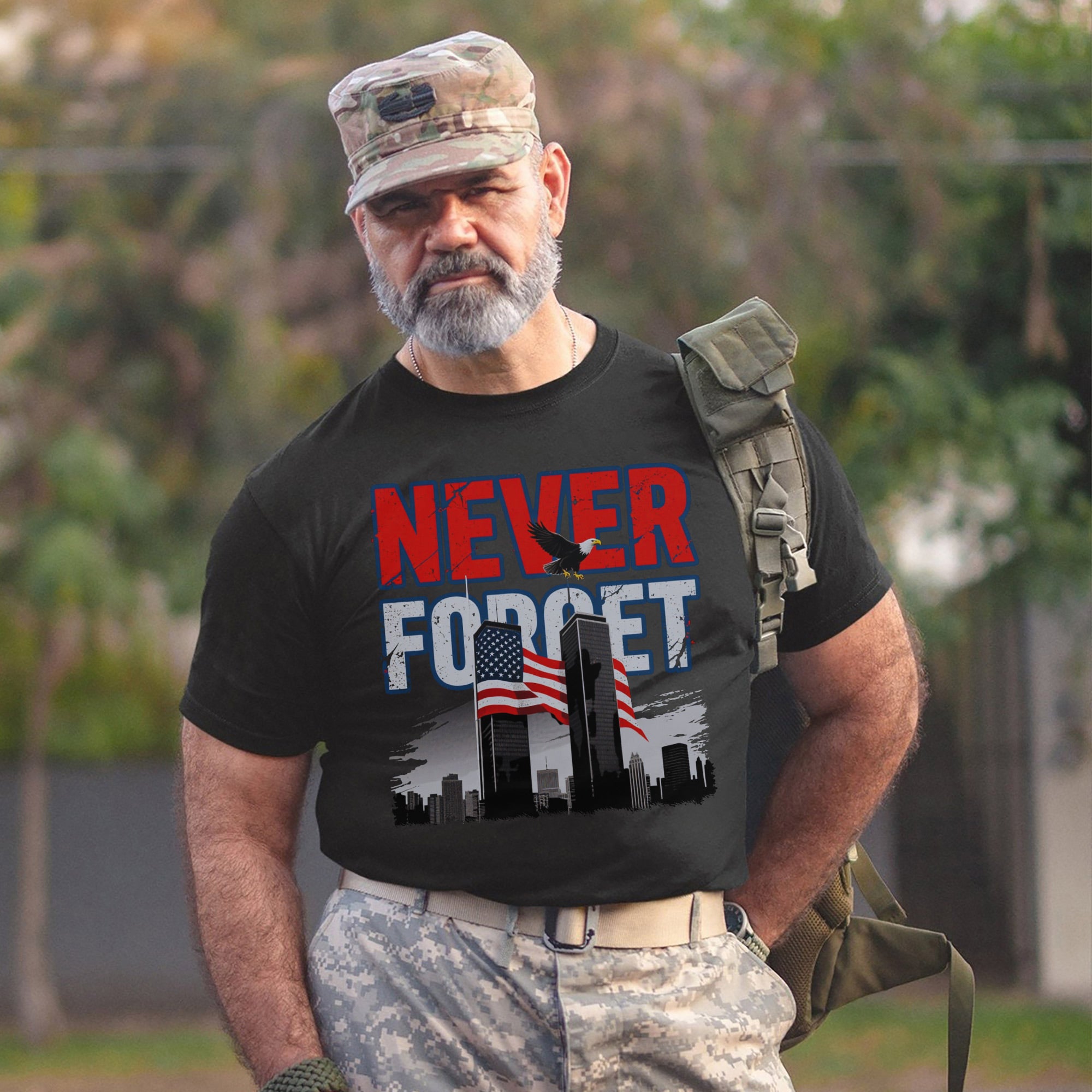 Never Forget Proud US Military Veteran Remembrance Honor and Patriotic Pride T-Shirt