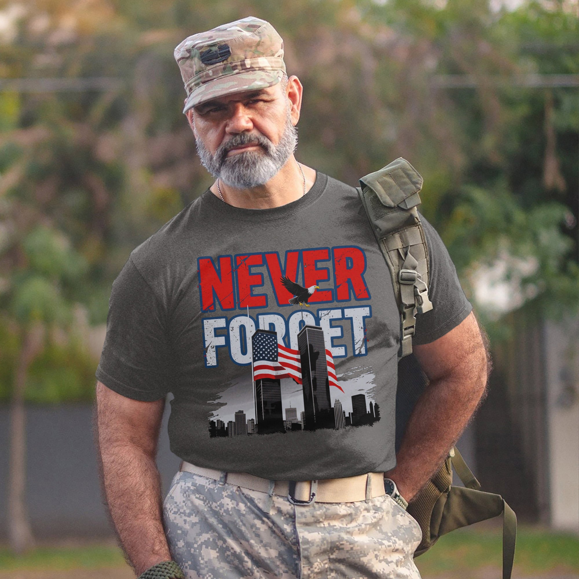 Never Forget Proud US Military Veteran Remembrance Honor and Patriotic Pride T-Shirt