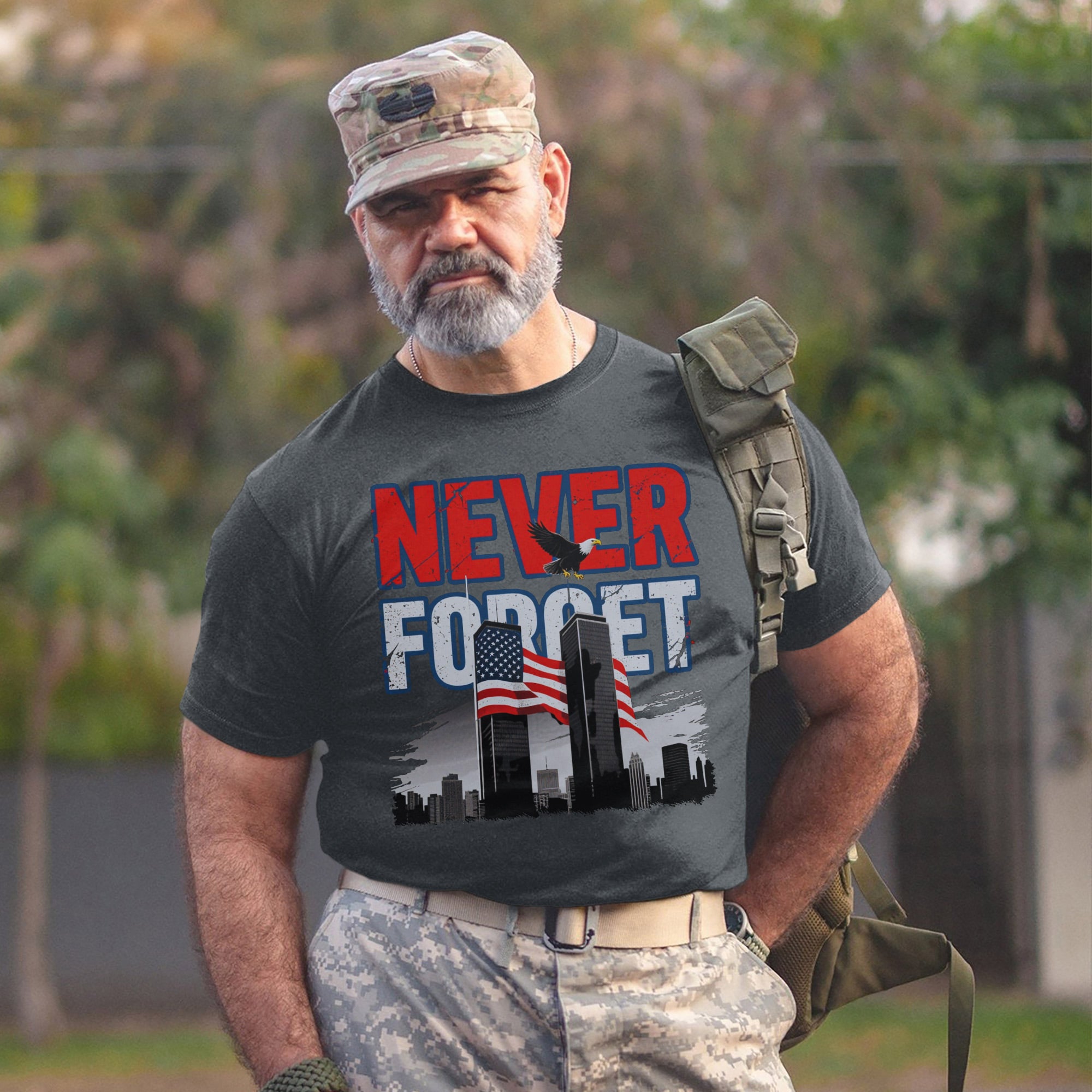 Never Forget Proud US Military Veteran Remembrance Honor and Patriotic Pride T-Shirt