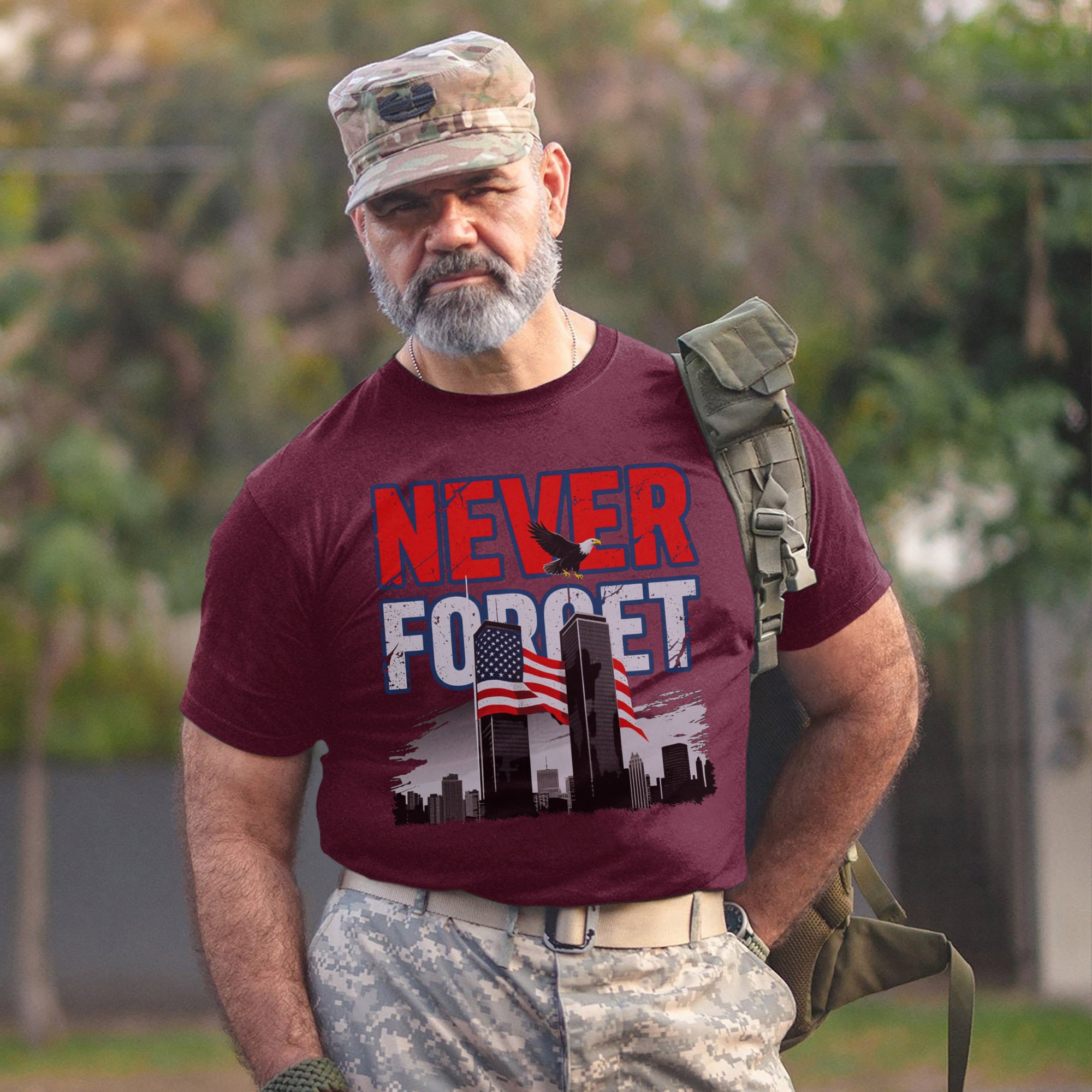 Never Forget Proud US Military Veteran Remembrance Honor and Patriotic Pride T-Shirt