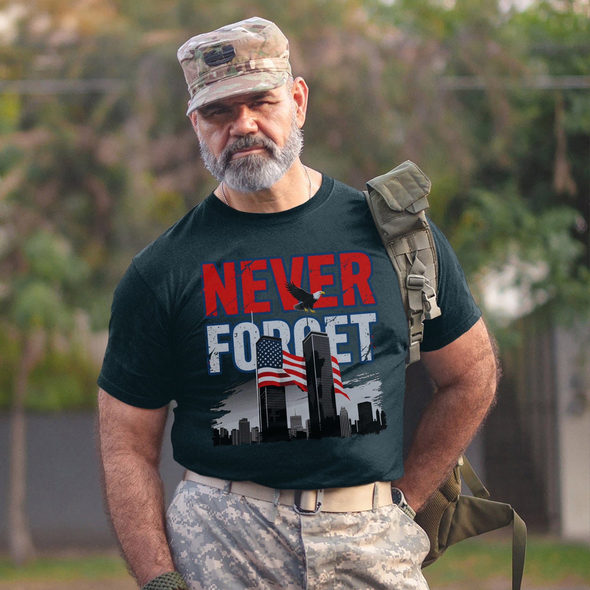 Never Forget Proud US Military Veteran Remembrance Honor and Patriotic Pride T-Shirt
