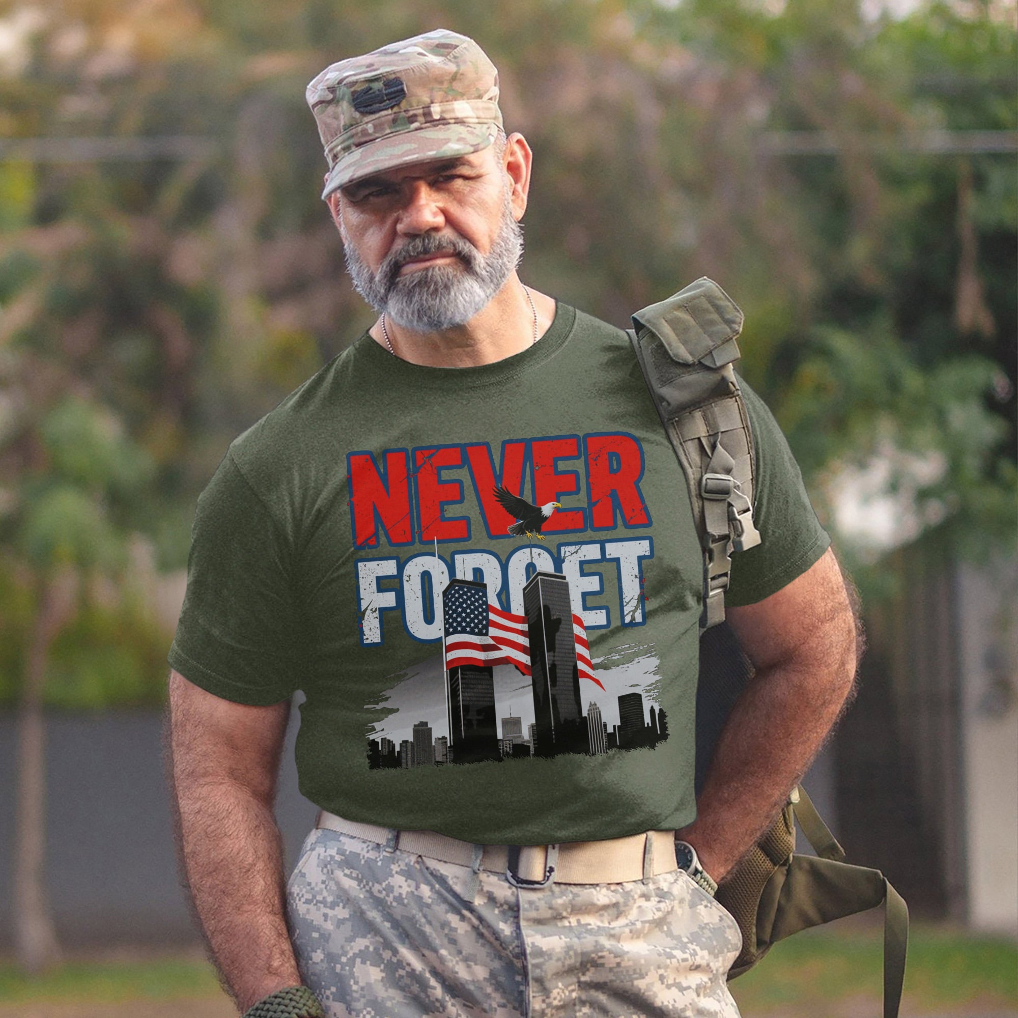 Never Forget Proud US Military Veteran Remembrance Honor and Patriotic Pride T-Shirt