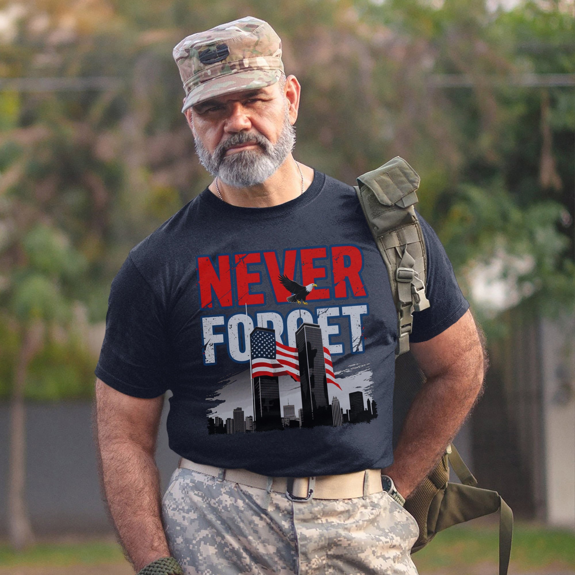 Never Forget Proud US Military Veteran Remembrance Honor and Patriotic Pride T-Shirt