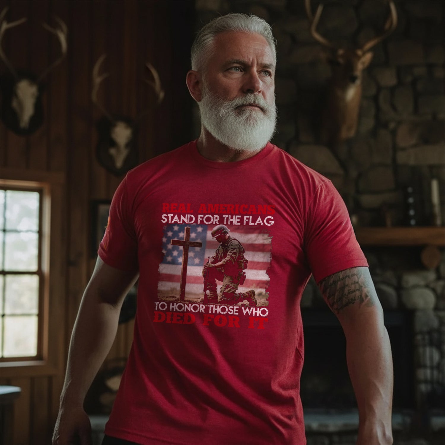 Real Americans Stand for the Flag to Honor T-Shirt Secondary image