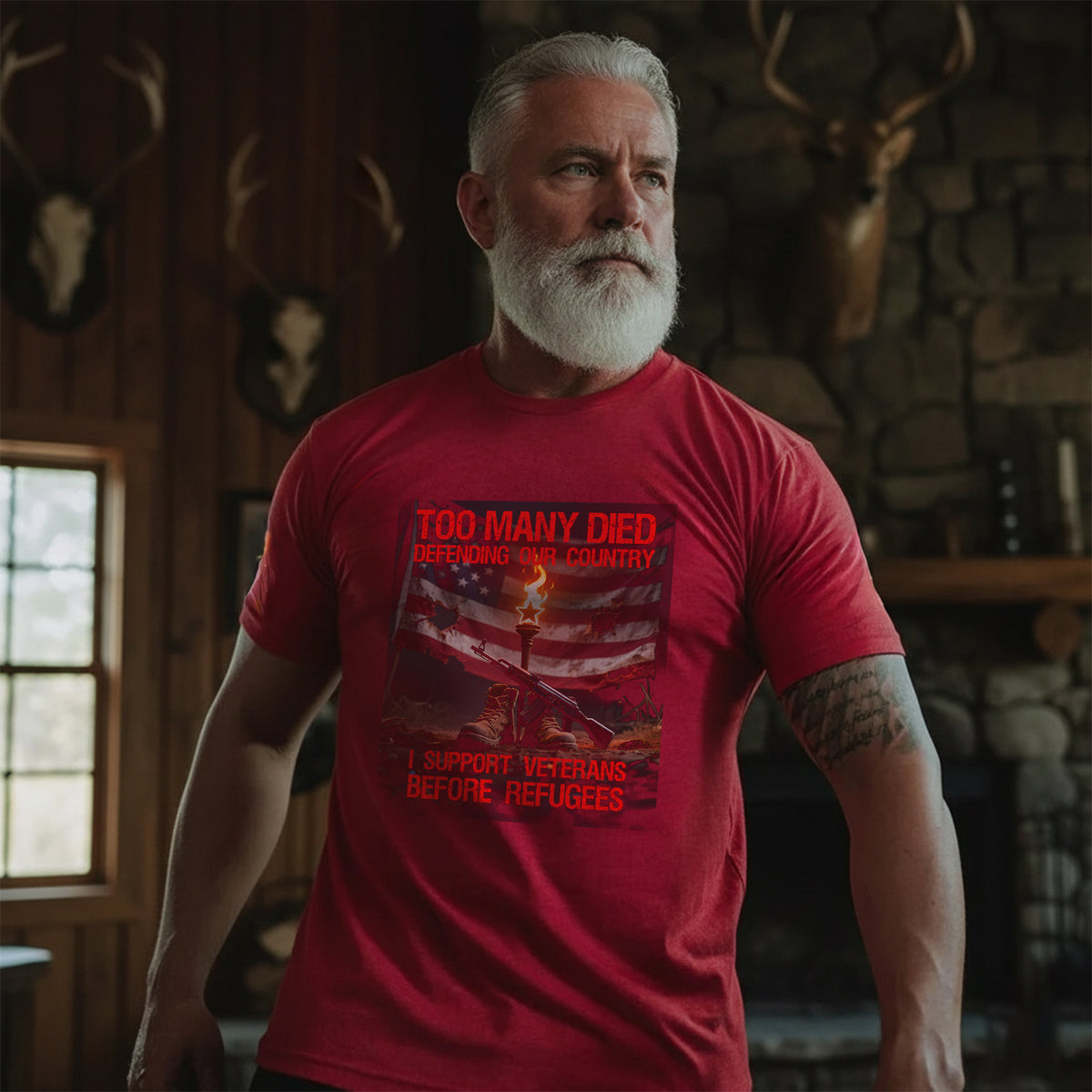 Too Many Died Defending Our Country I Support Veterans Before Refugees T-Shirt
