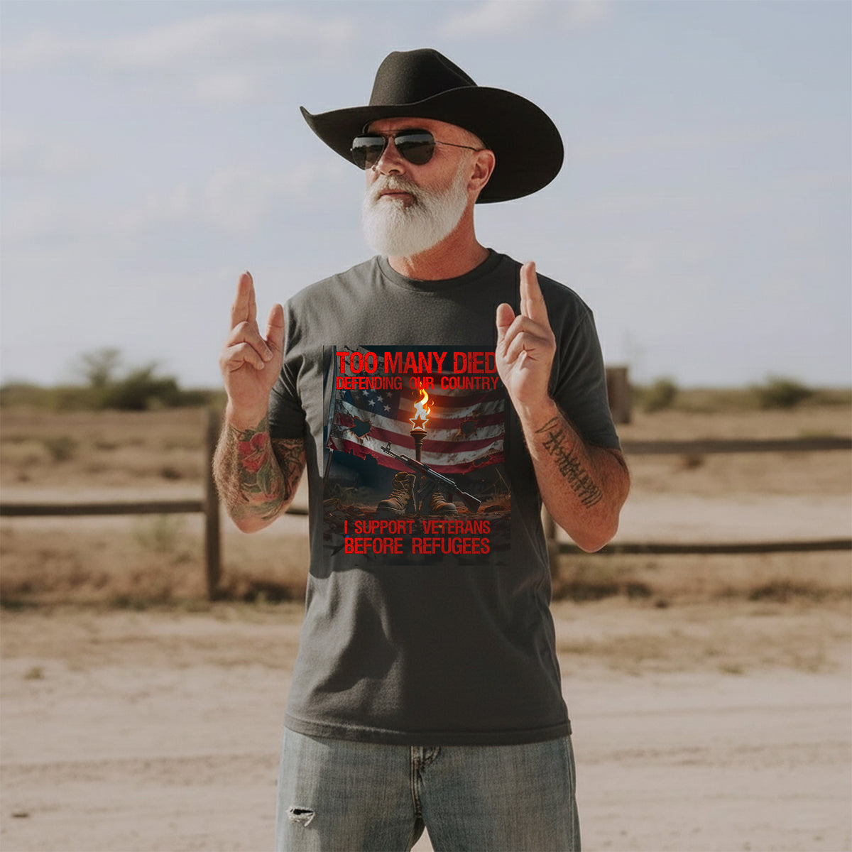 Too Many Died Defending Our Country I Support Veterans Before Refugees T-Shirt