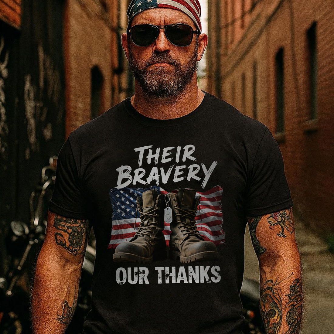 Their Bravery Our Thanks Proud US Military Veteran Honor and Patriotic Pride T-Shirt