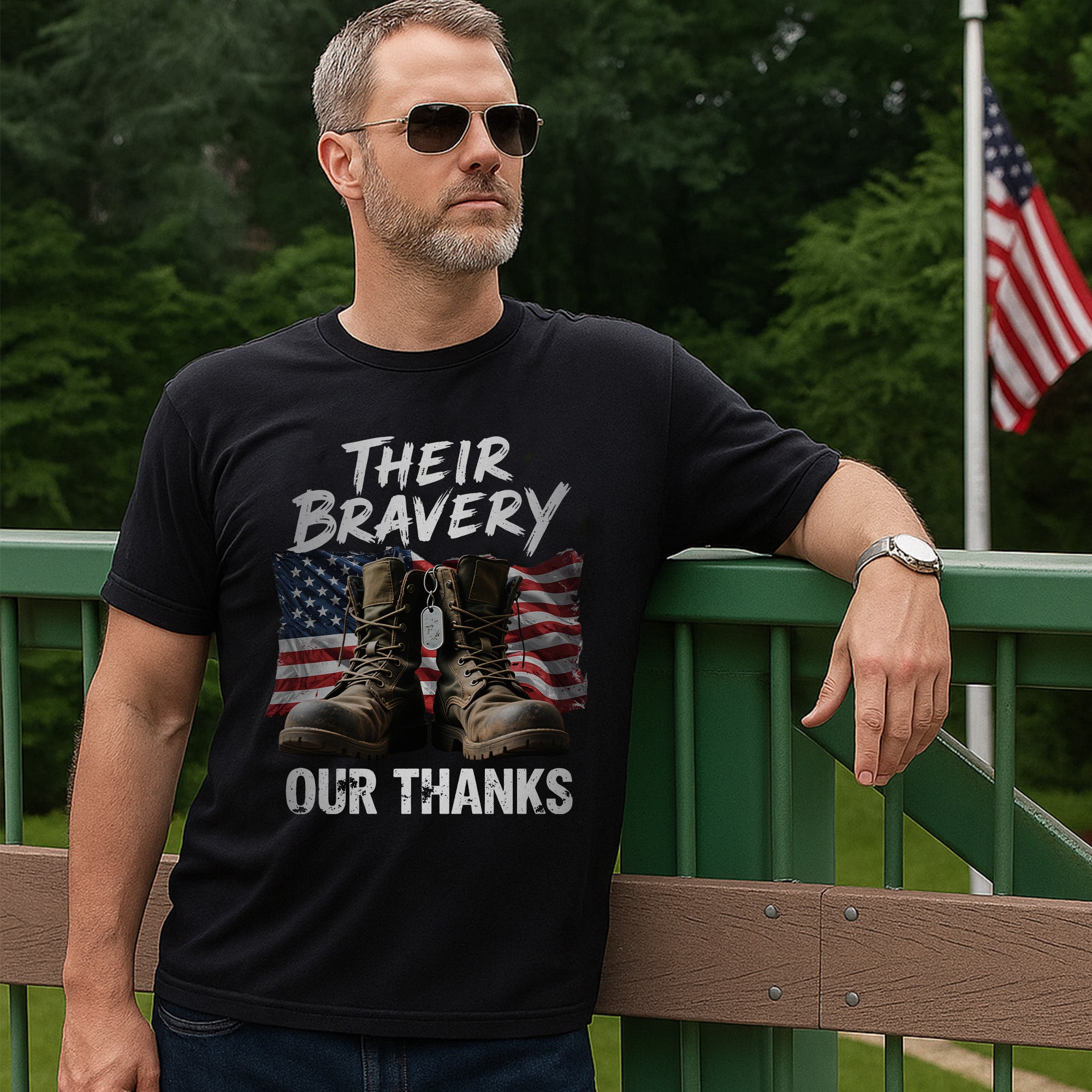 Their Bravery Our Thanks Proud US Military Veteran Honor and Patriotic Pride T-Shirt