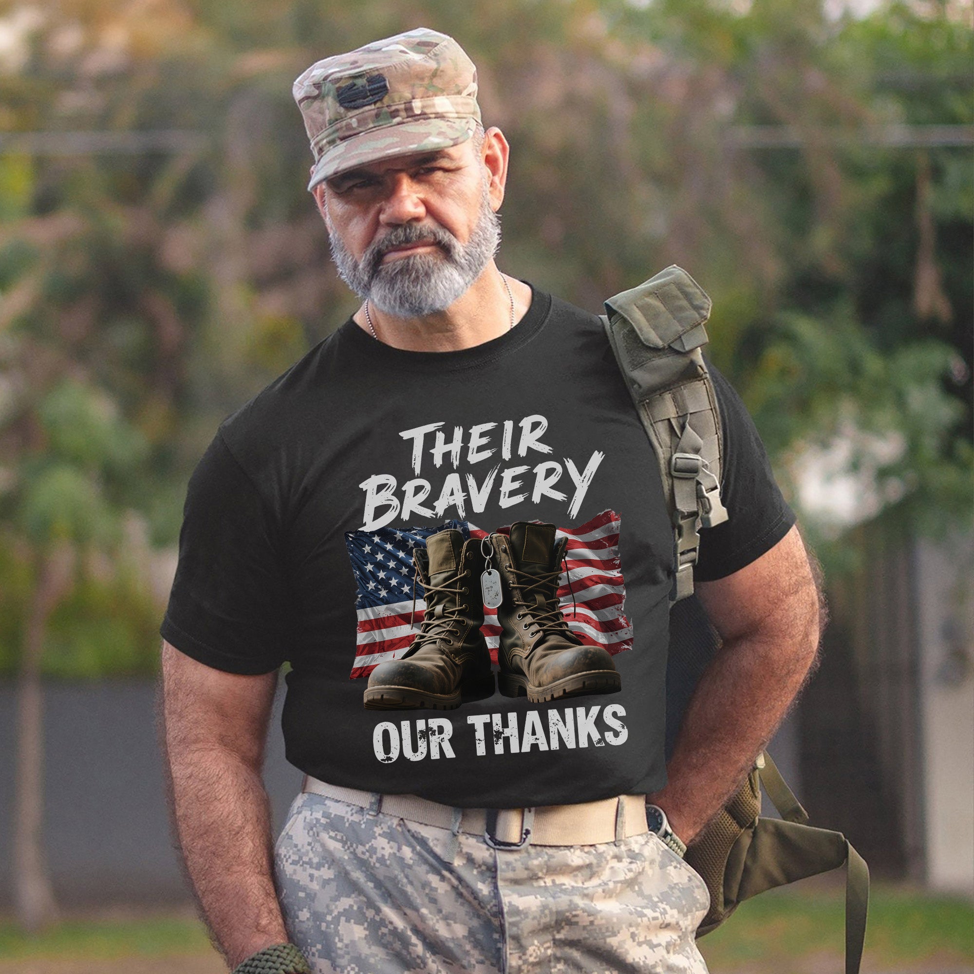 Their Bravery Our Thanks Proud US Military Veteran Honor and Patriotic Pride T-Shirt