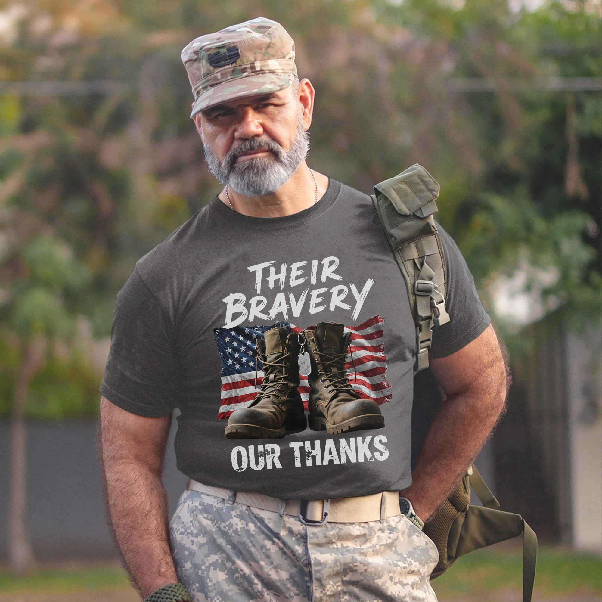 Their Bravery Our Thanks Proud US Military Veteran Honor and Patriotic Pride T-Shirt
