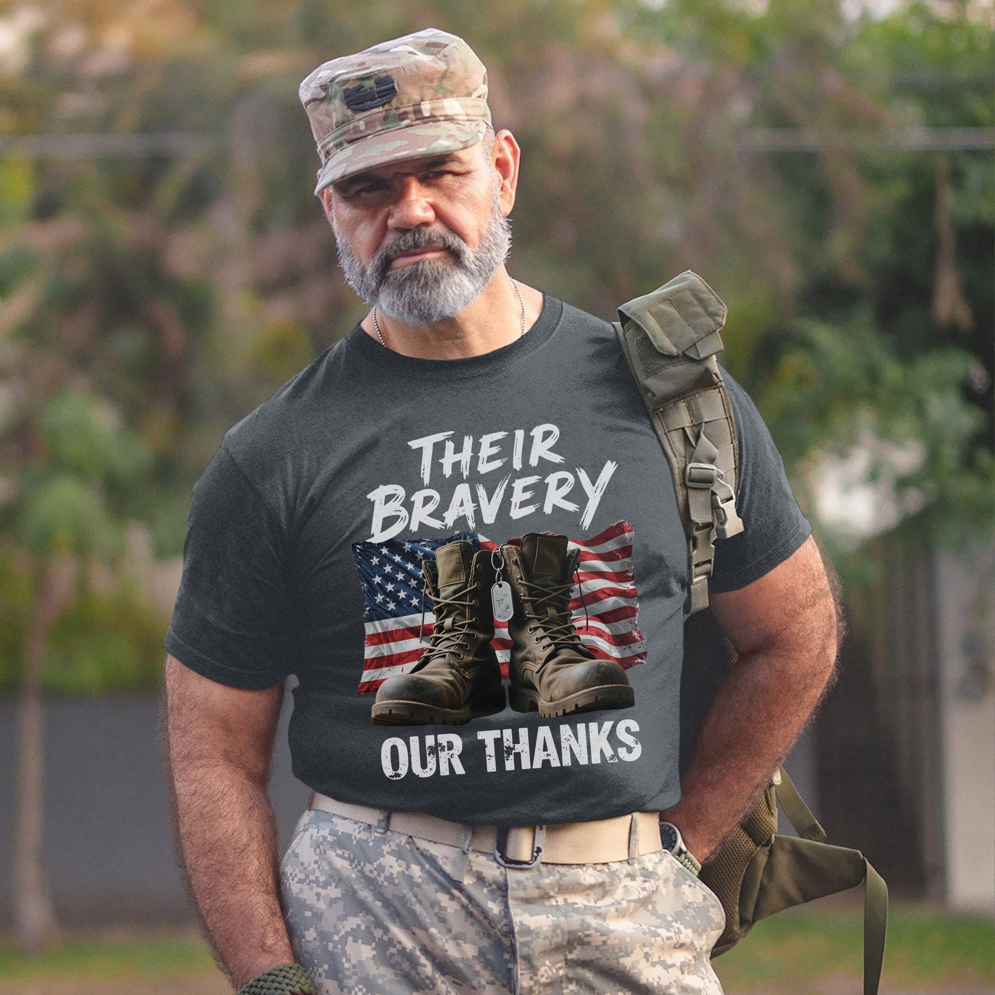 Their Bravery Our Thanks Proud US Military Veteran Honor and Patriotic Pride T-Shirt