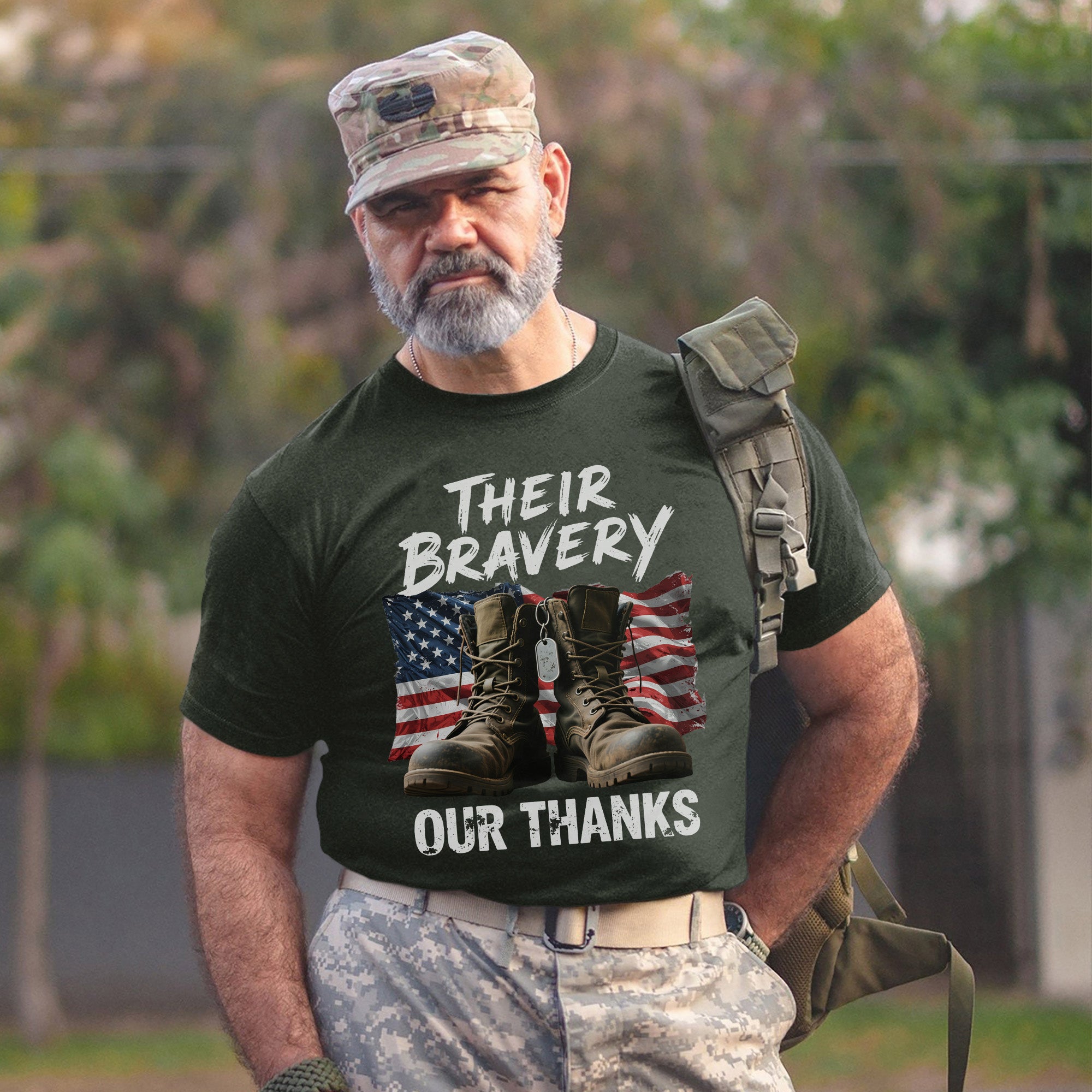 Their Bravery Our Thanks Proud US Military Veteran Honor and Patriotic Pride T-Shirt