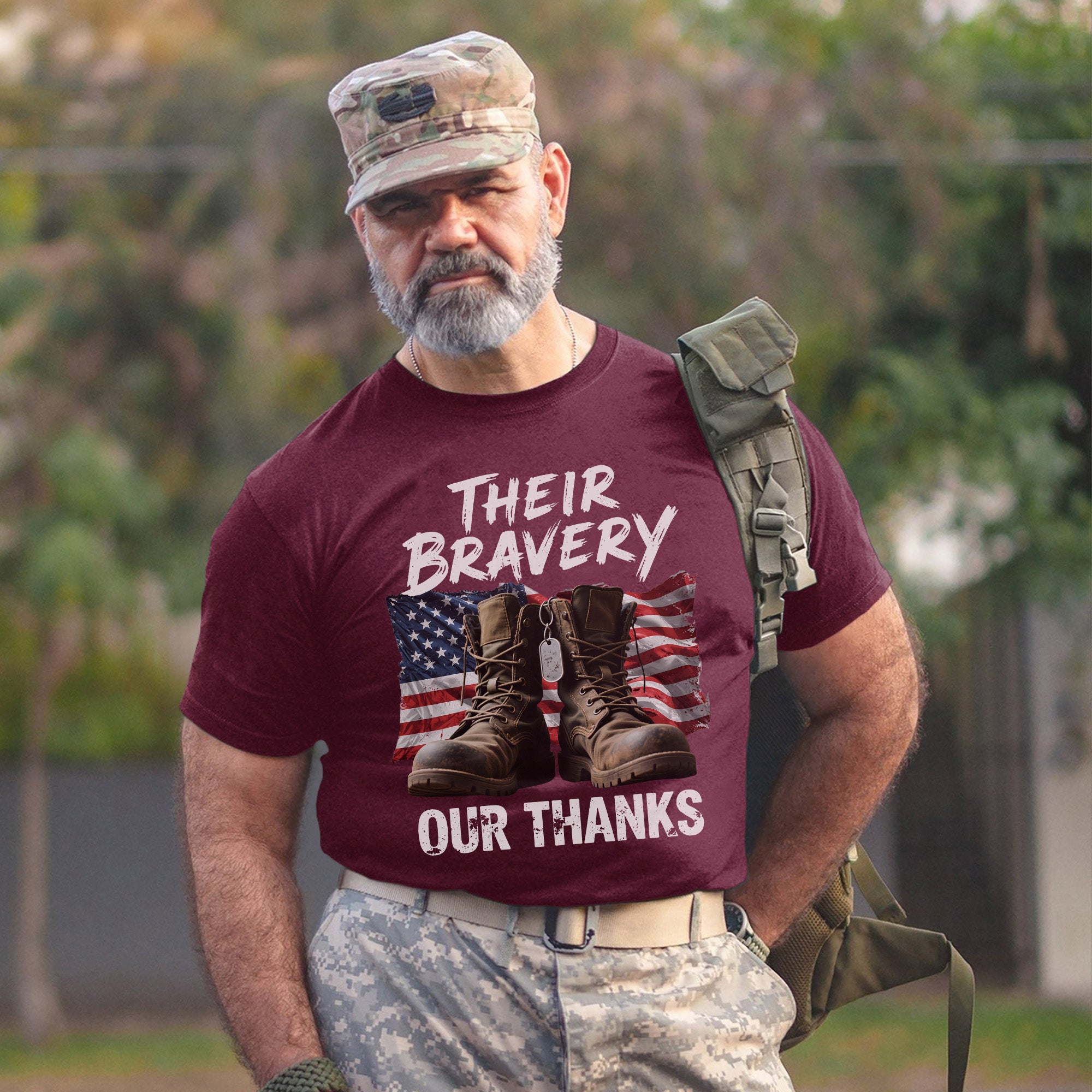 Their Bravery Our Thanks Proud US Military Veteran Honor and Patriotic Pride T-Shirt