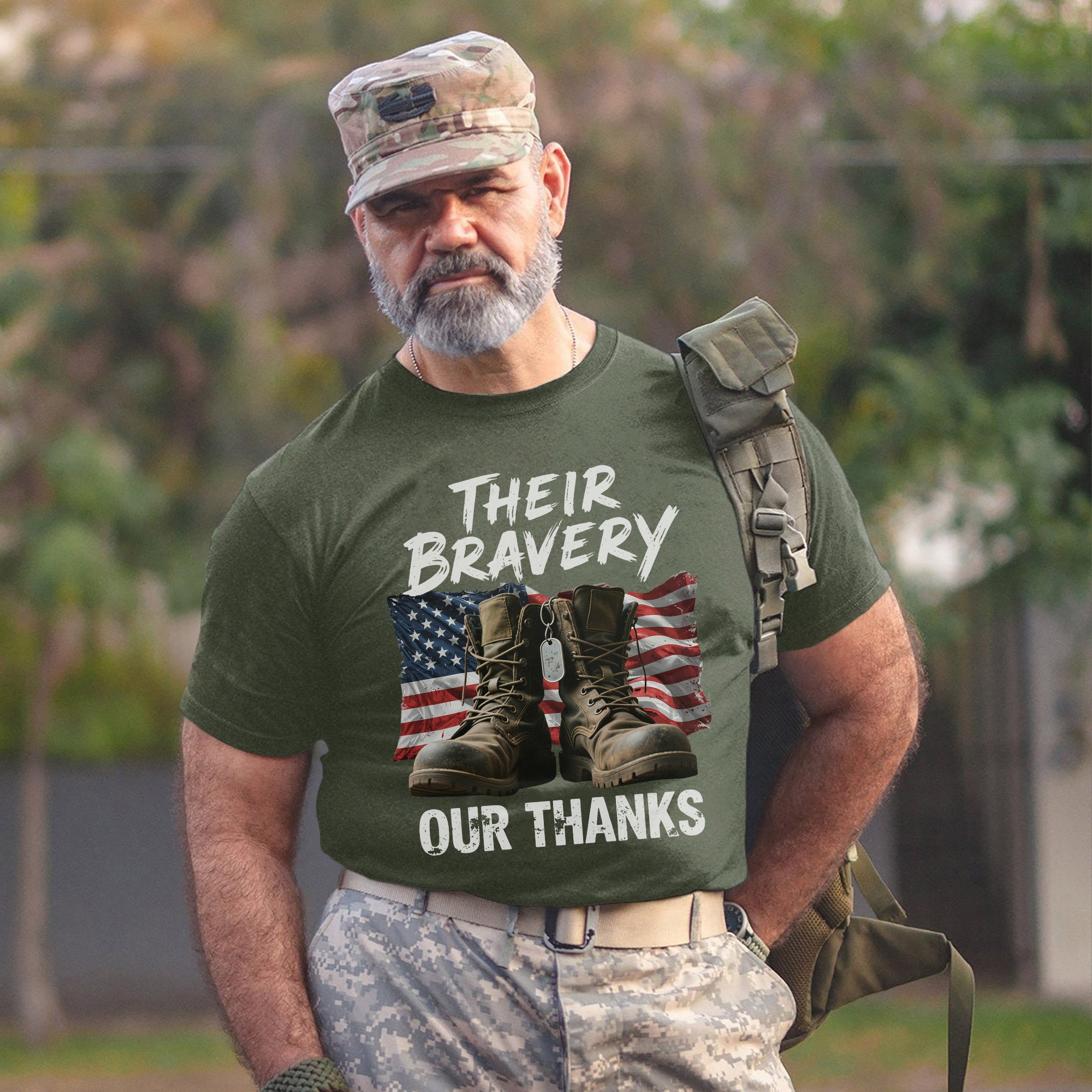 Their Bravery Our Thanks Proud US Military Veteran Honor and Patriotic Pride T-Shirt