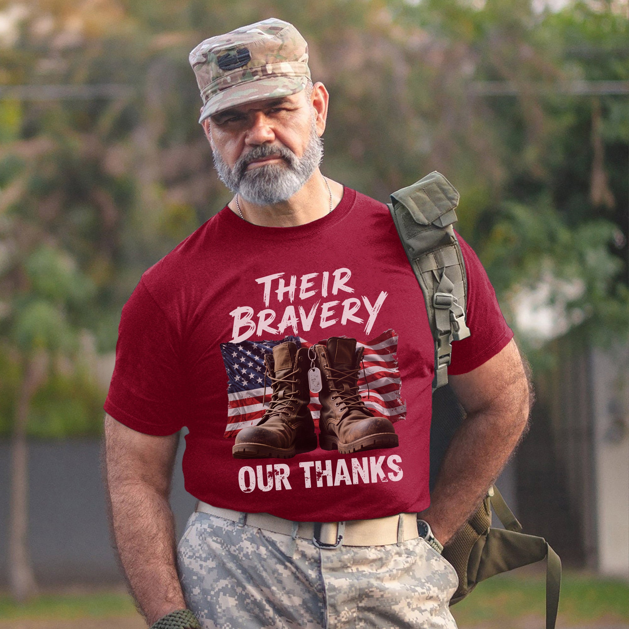 Their Bravery Our Thanks Proud US Military Veteran Honor and Patriotic Pride T-Shirt