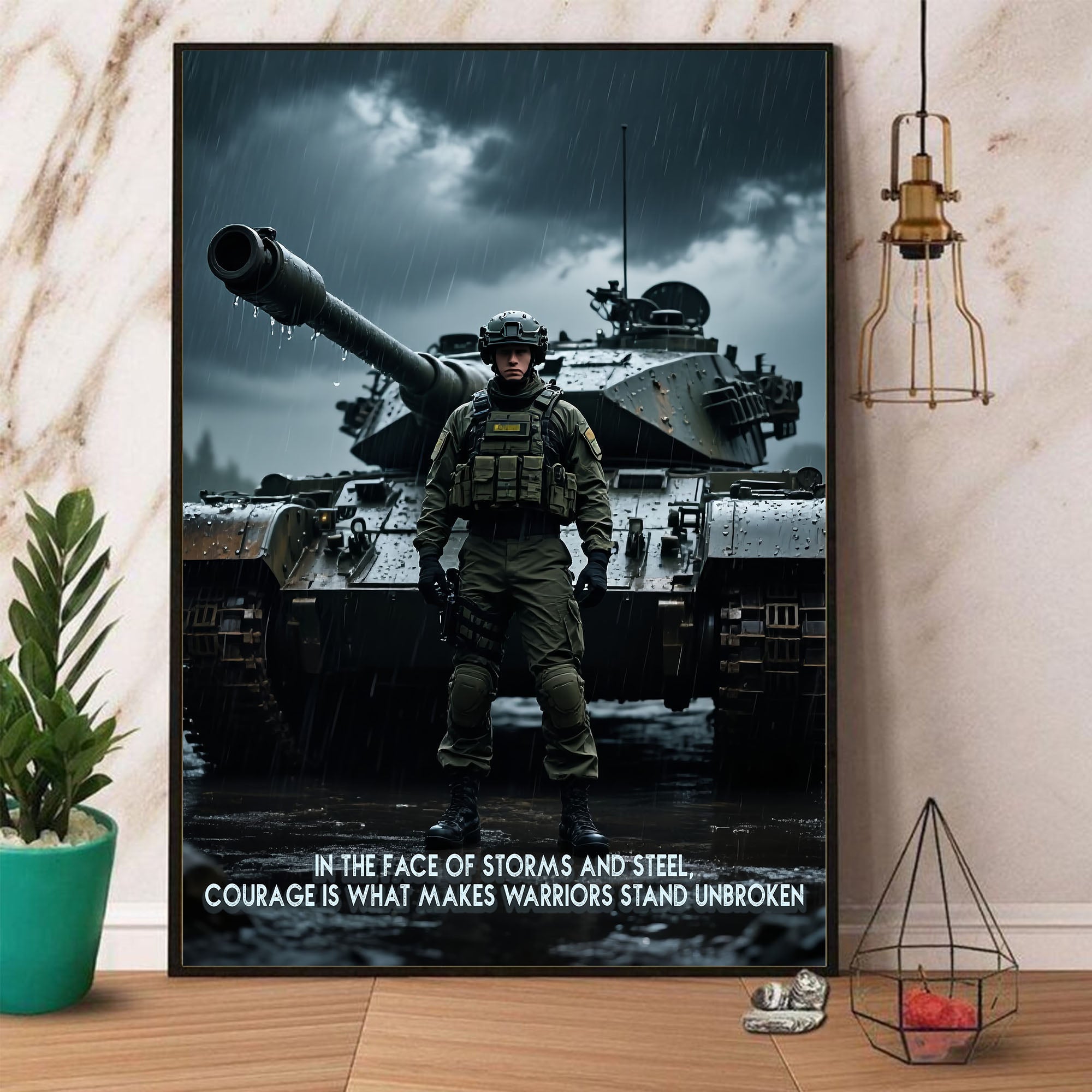 In the Face of Storms and Steel Courage Is What Makes Warriors Stand Unbroken Veteran Poster