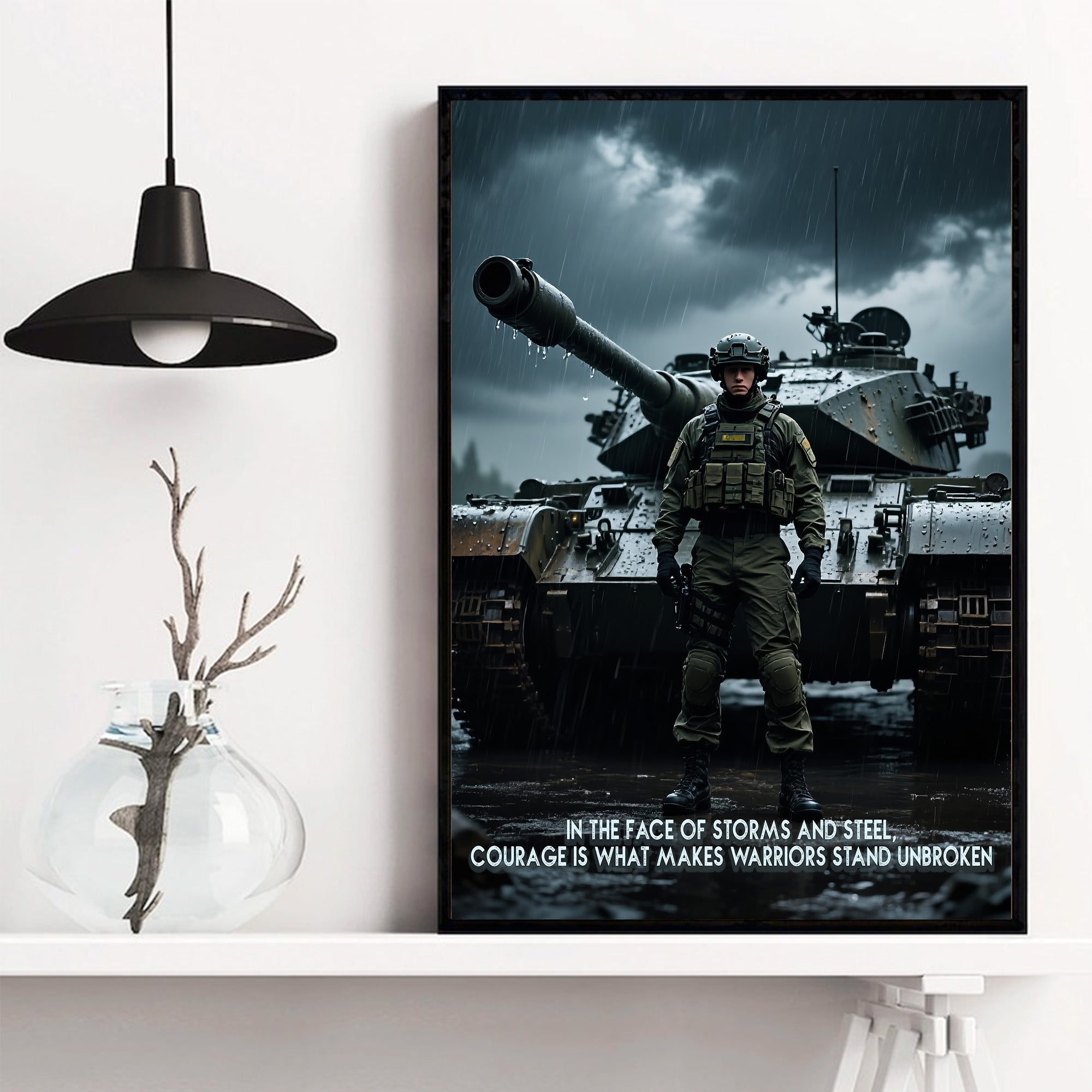 In the Face of Storms and Steel Courage Is What Makes Warriors Stand Unbroken Veteran Poster