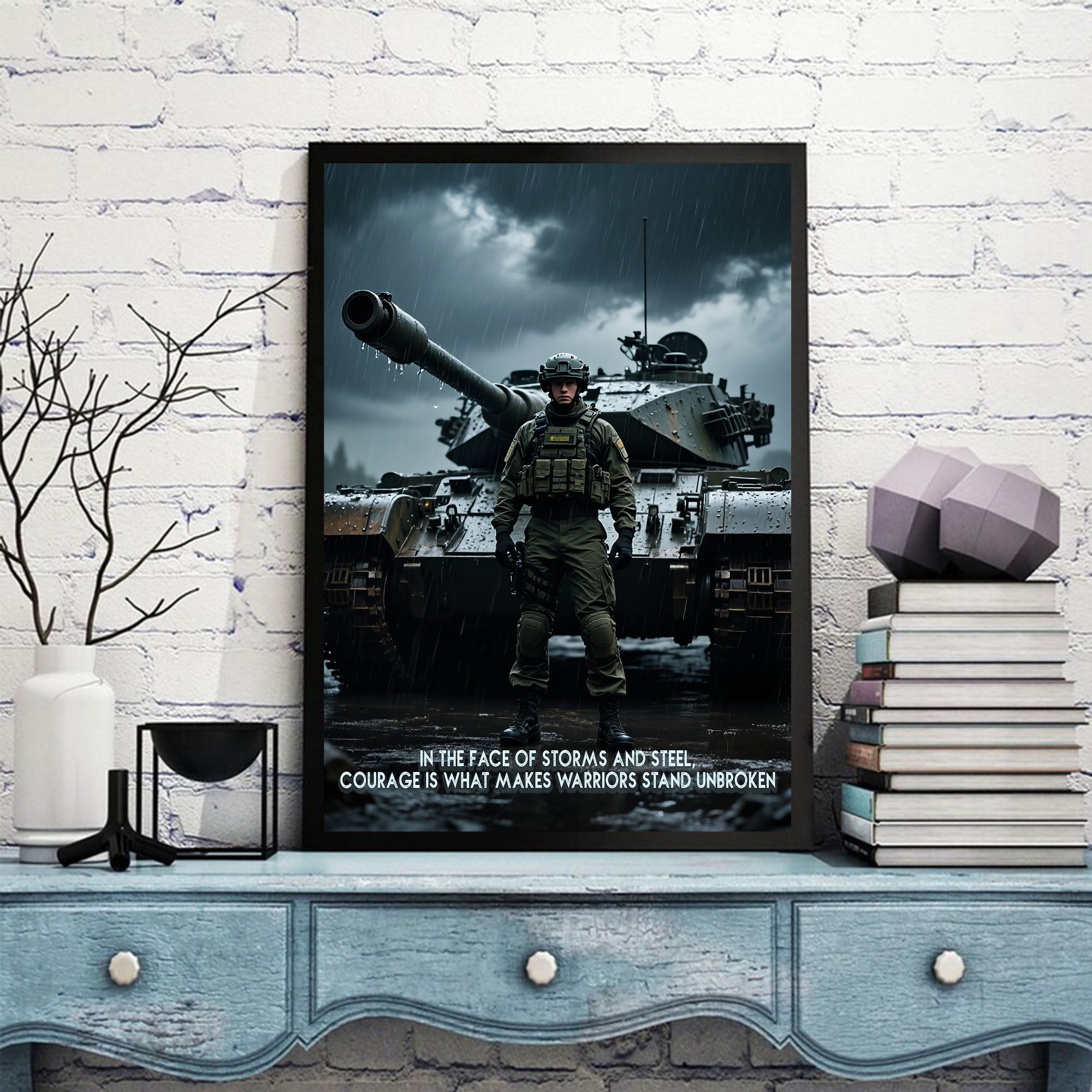 In the Face of Storms and Steel Courage Is What Makes Warriors Stand Unbroken Veteran Poster