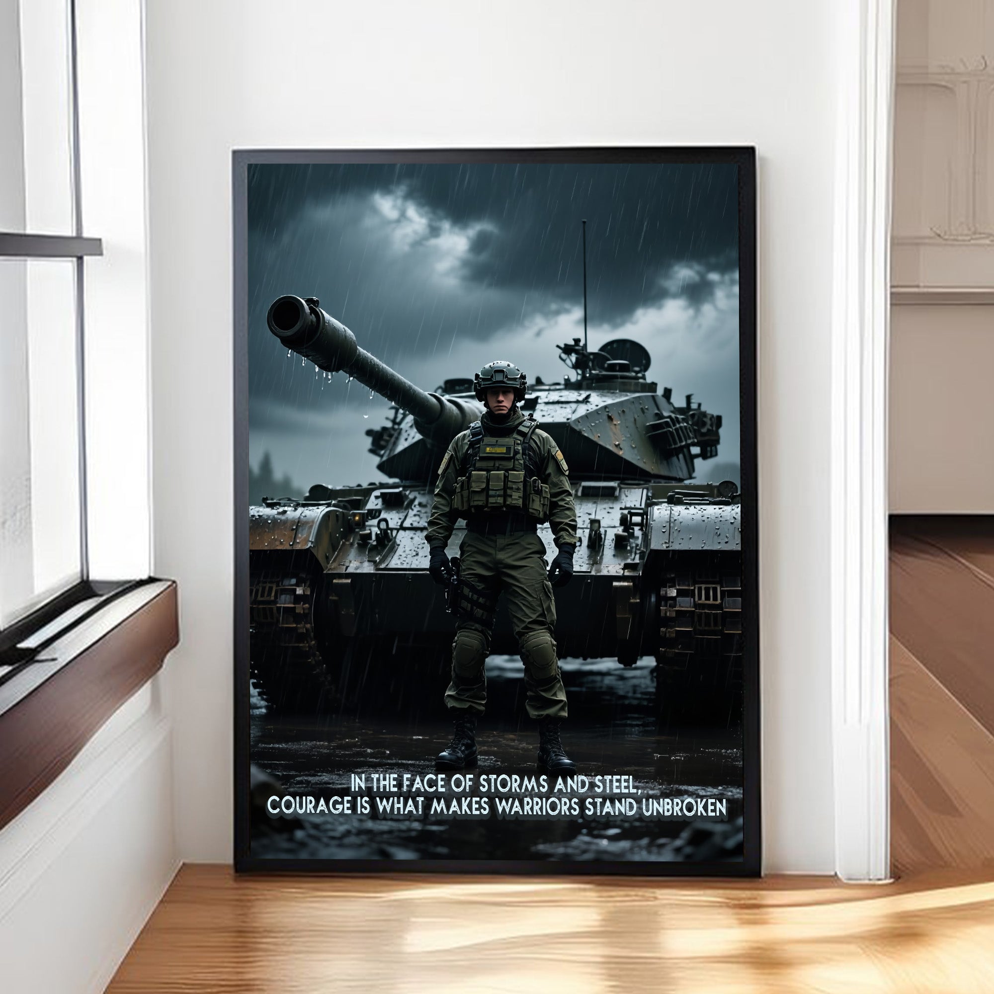 In the Face of Storms and Steel Courage Is What Makes Warriors Stand Unbroken Veteran Poster