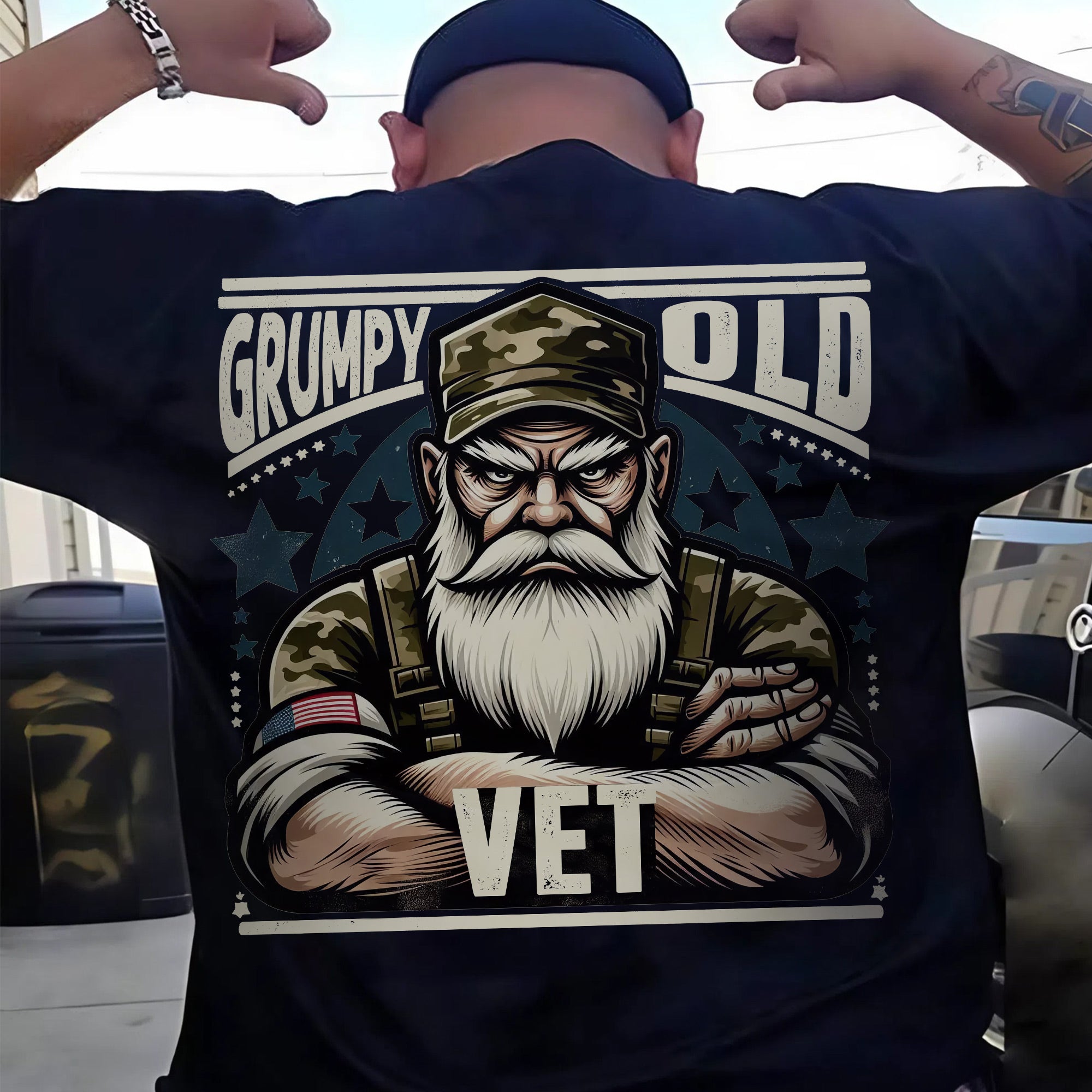 Grumpy Old Vet Proud US Military Veteran Patriotic Humor and Pride T-Shirt