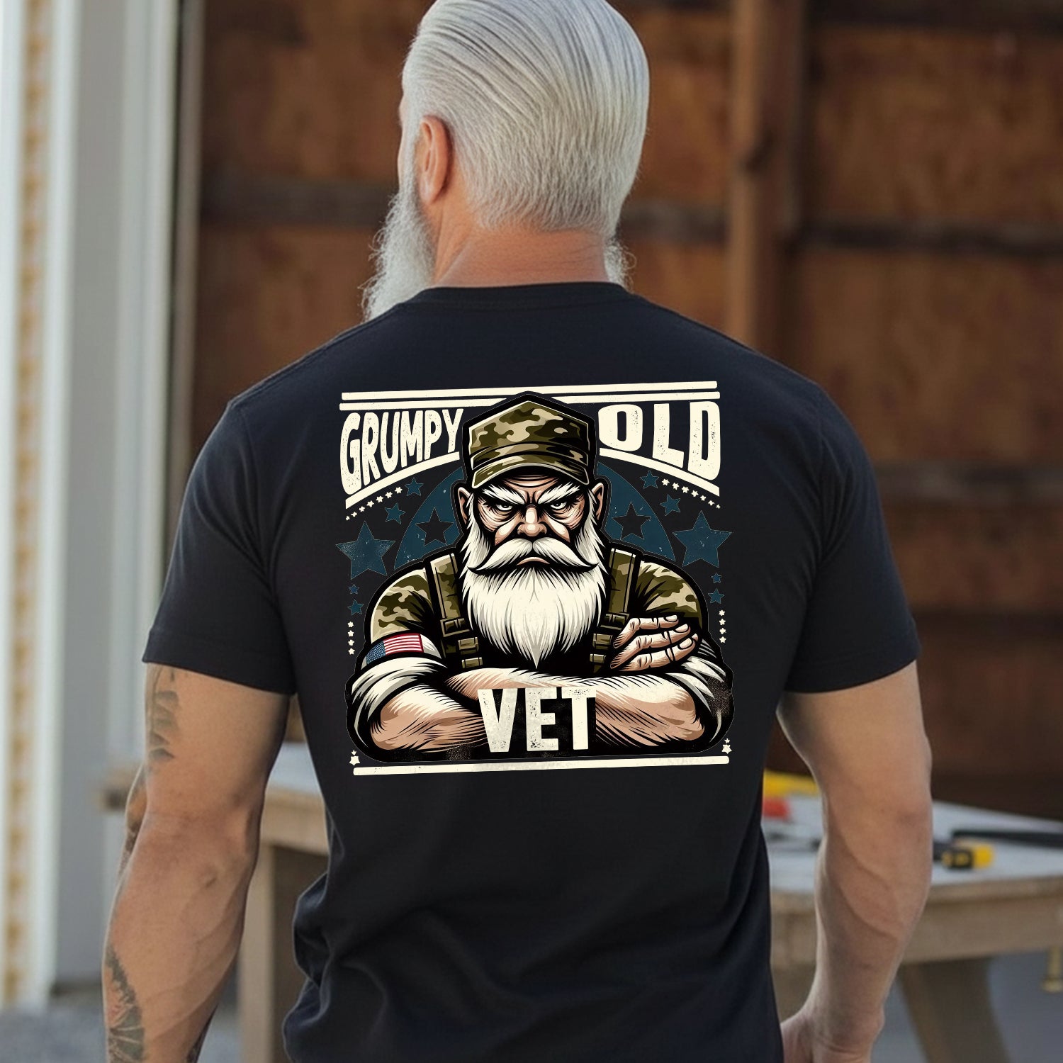 Grumpy Old Vet Proud US Military Veteran T-Shirt Secondary image