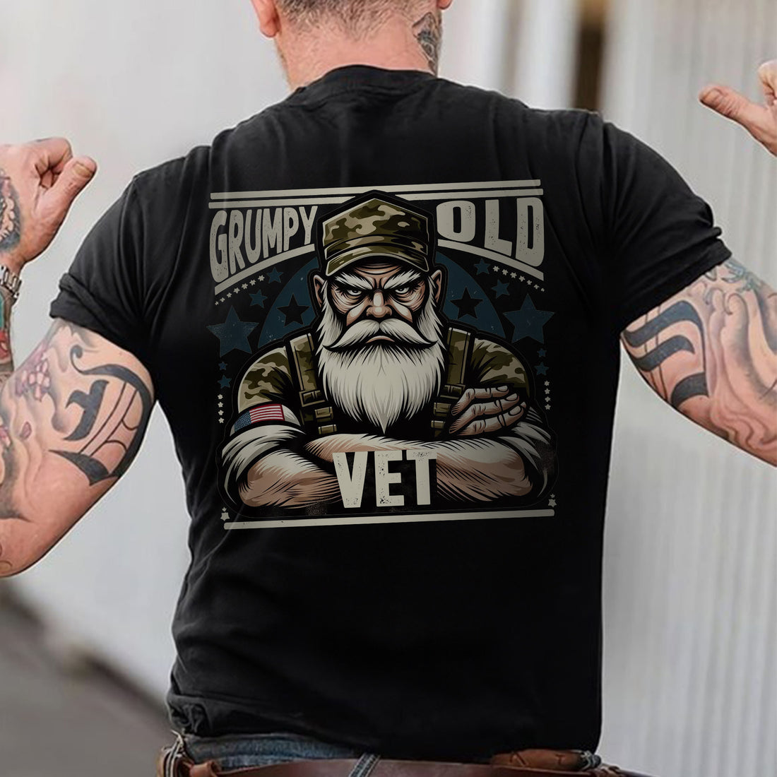 Grumpy Old Vet Proud US Military Veteran Patriotic Humor and Pride T-Shirt