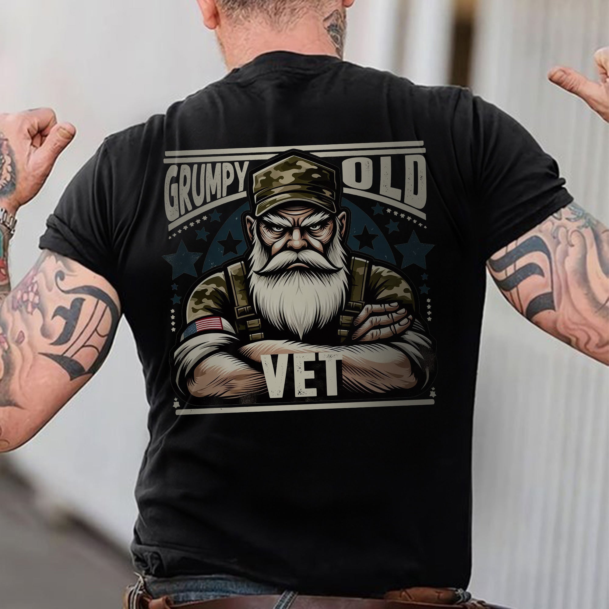 Grumpy Old Vet Proud US Military Veteran Patriotic Humor and Pride T-Shirt