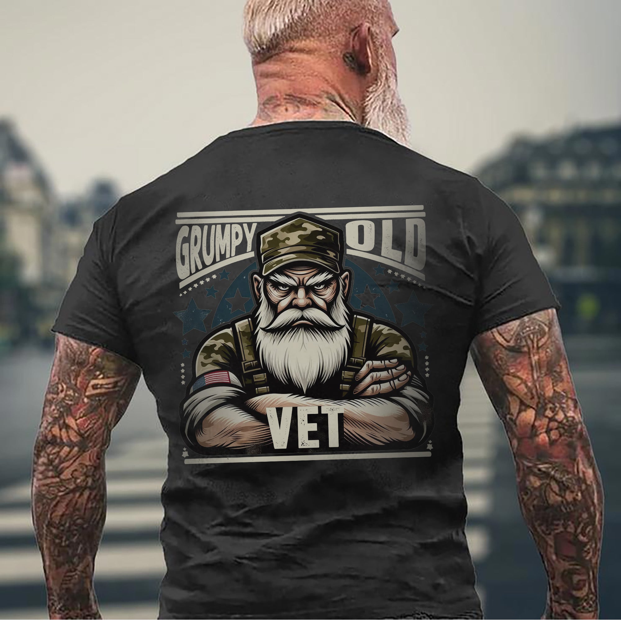 Grumpy Old Vet Proud US Military Veteran Patriotic Humor and Pride T-Shirt