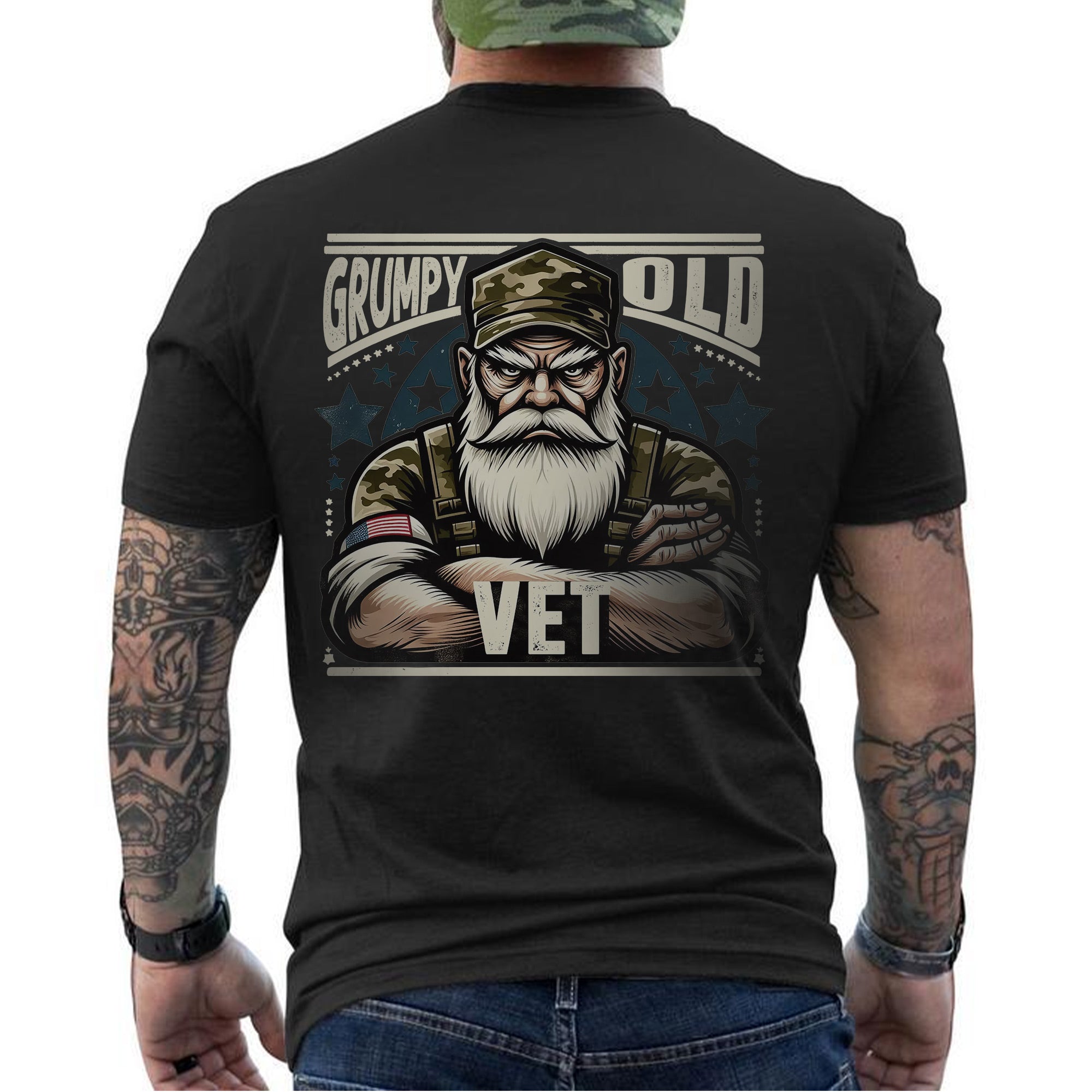 Grumpy Old Vet Proud US Military Veteran Patriotic Humor and Pride T-Shirt