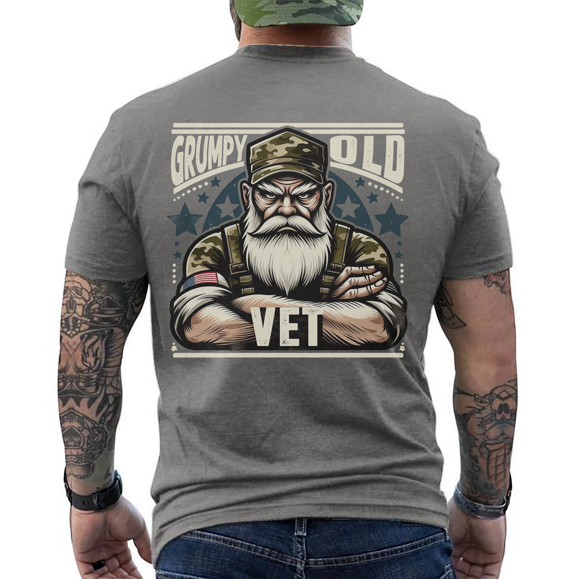 Grumpy Old Vet Proud US Military Veteran Patriotic Humor and Pride T-Shirt