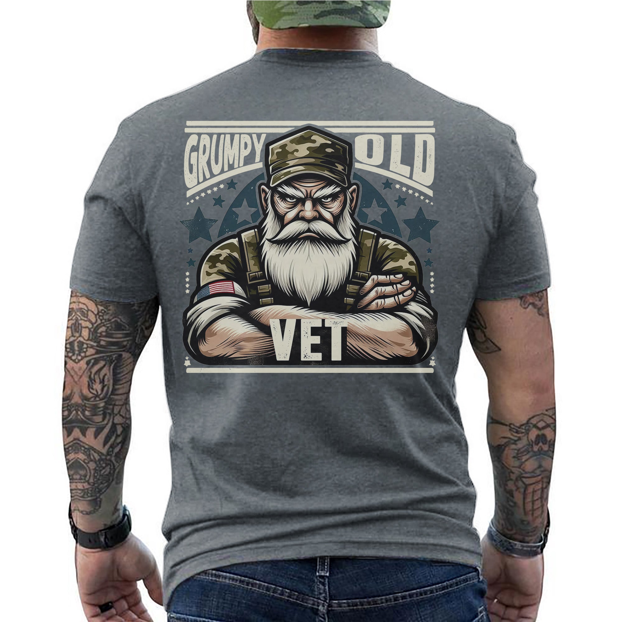 Grumpy Old Vet Proud US Military Veteran Patriotic Humor and Pride T-Shirt
