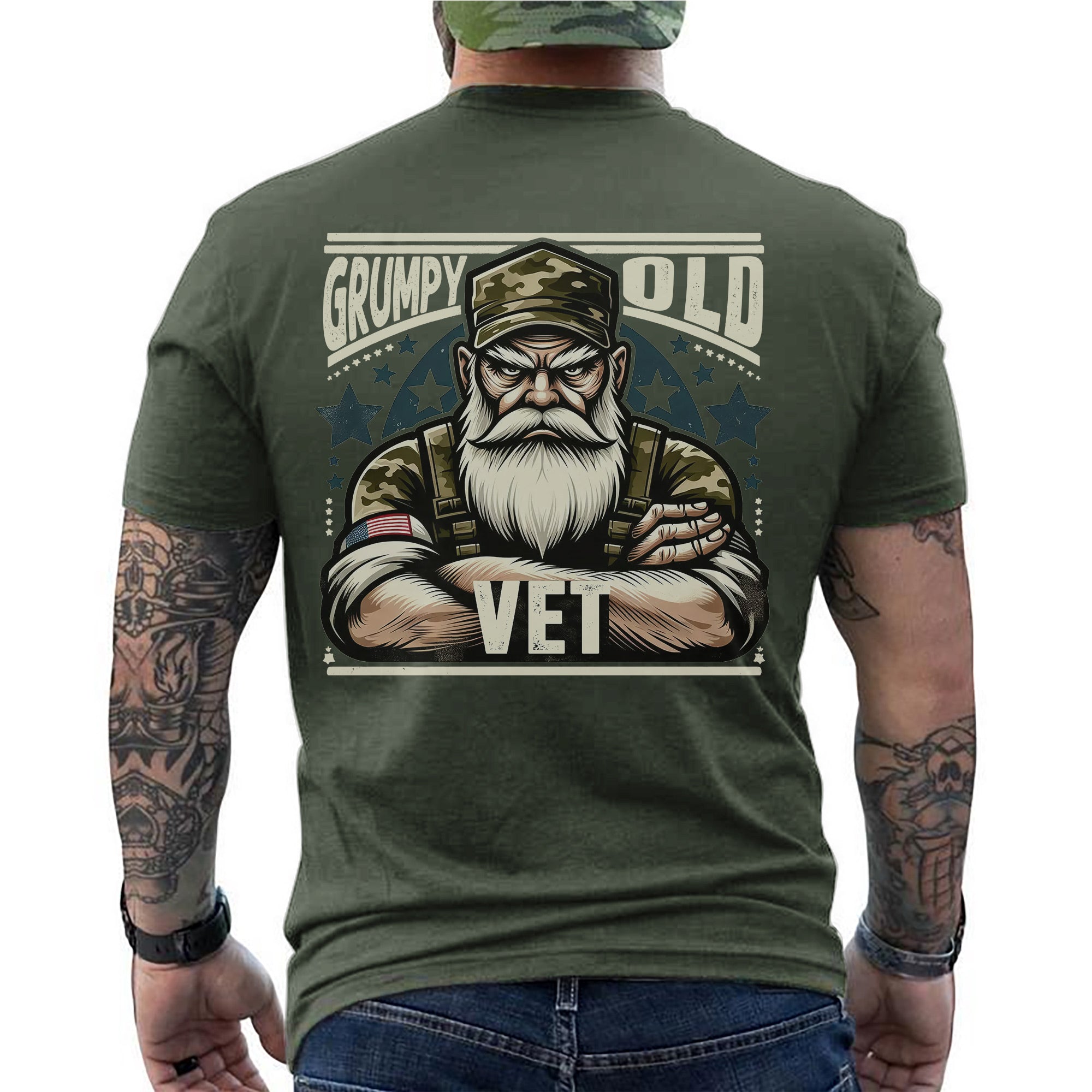 Grumpy Old Vet Proud US Military Veteran Patriotic Humor and Pride T-Shirt