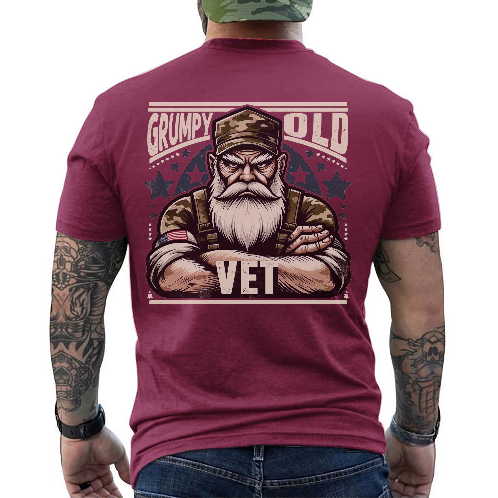 Grumpy Old Vet Proud US Military Veteran Patriotic Humor and Pride T-Shirt