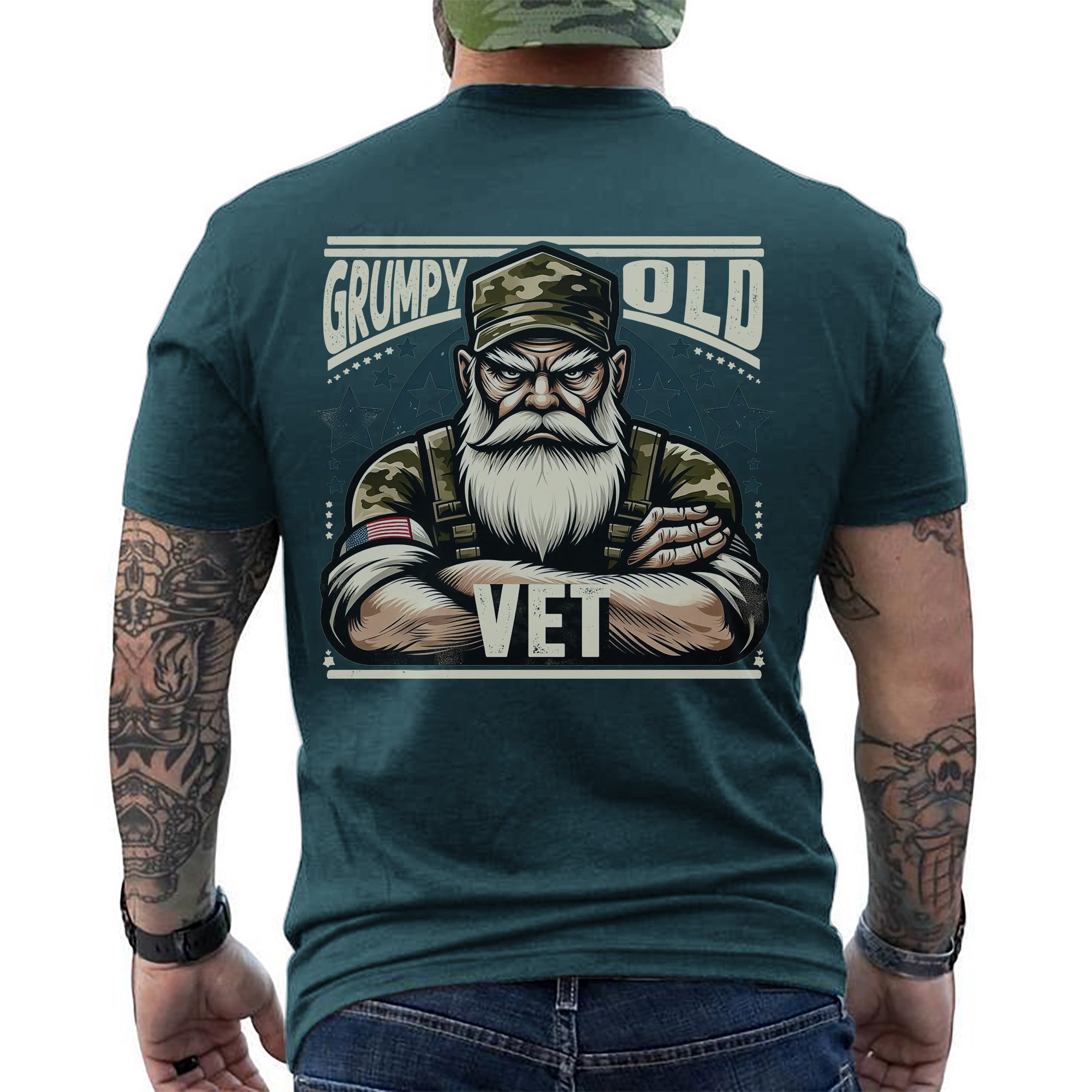 Grumpy Old Vet Proud US Military Veteran Patriotic Humor and Pride T-Shirt