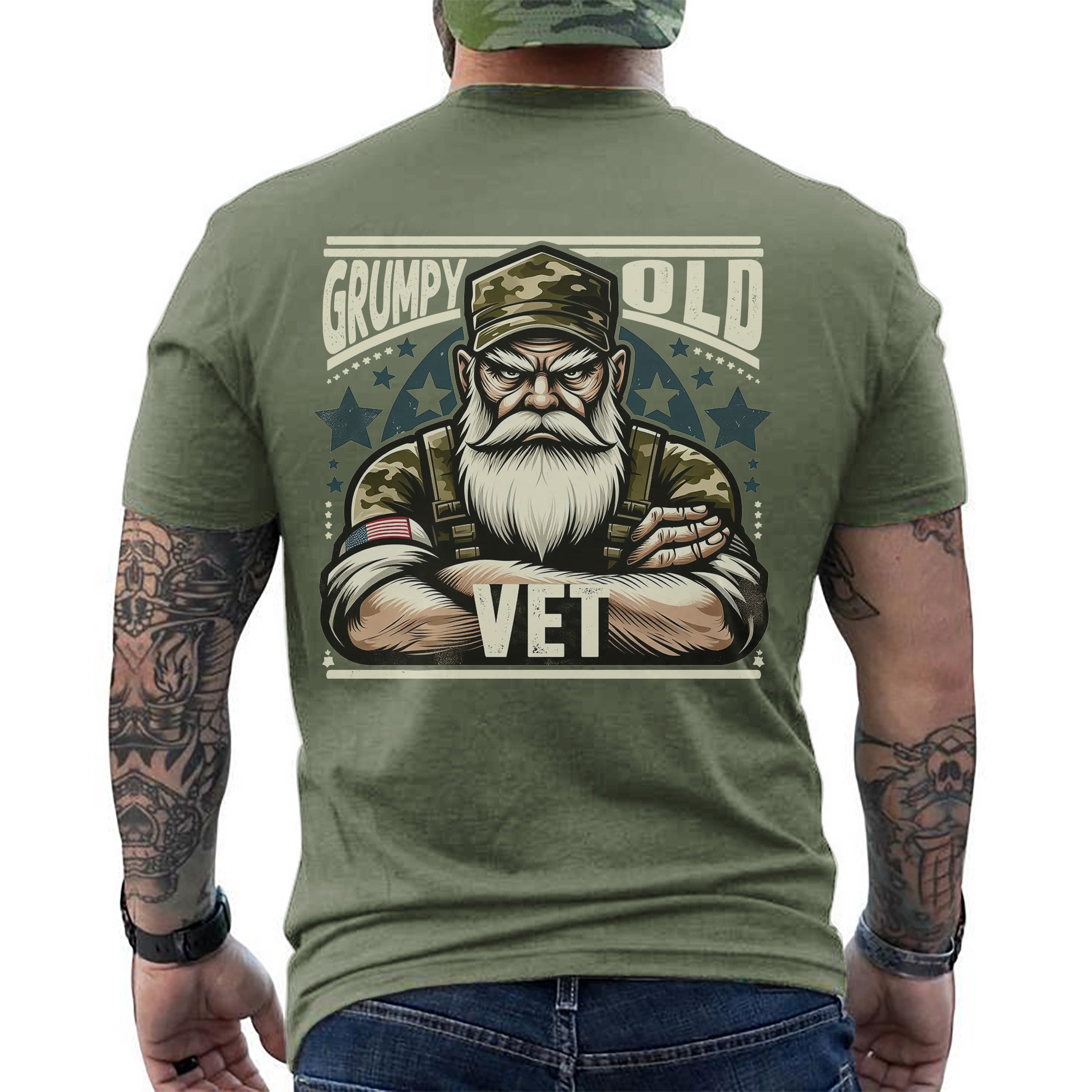 Grumpy Old Vet Proud US Military Veteran Patriotic Humor and Pride T-Shirt